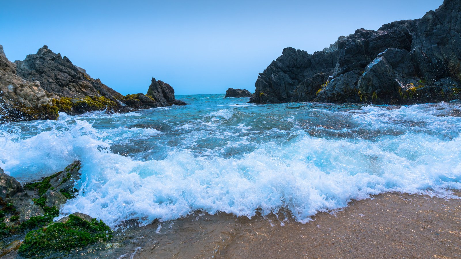 rocky seashore Chile Las Cruces beach summer nature water 2k 4k 5k