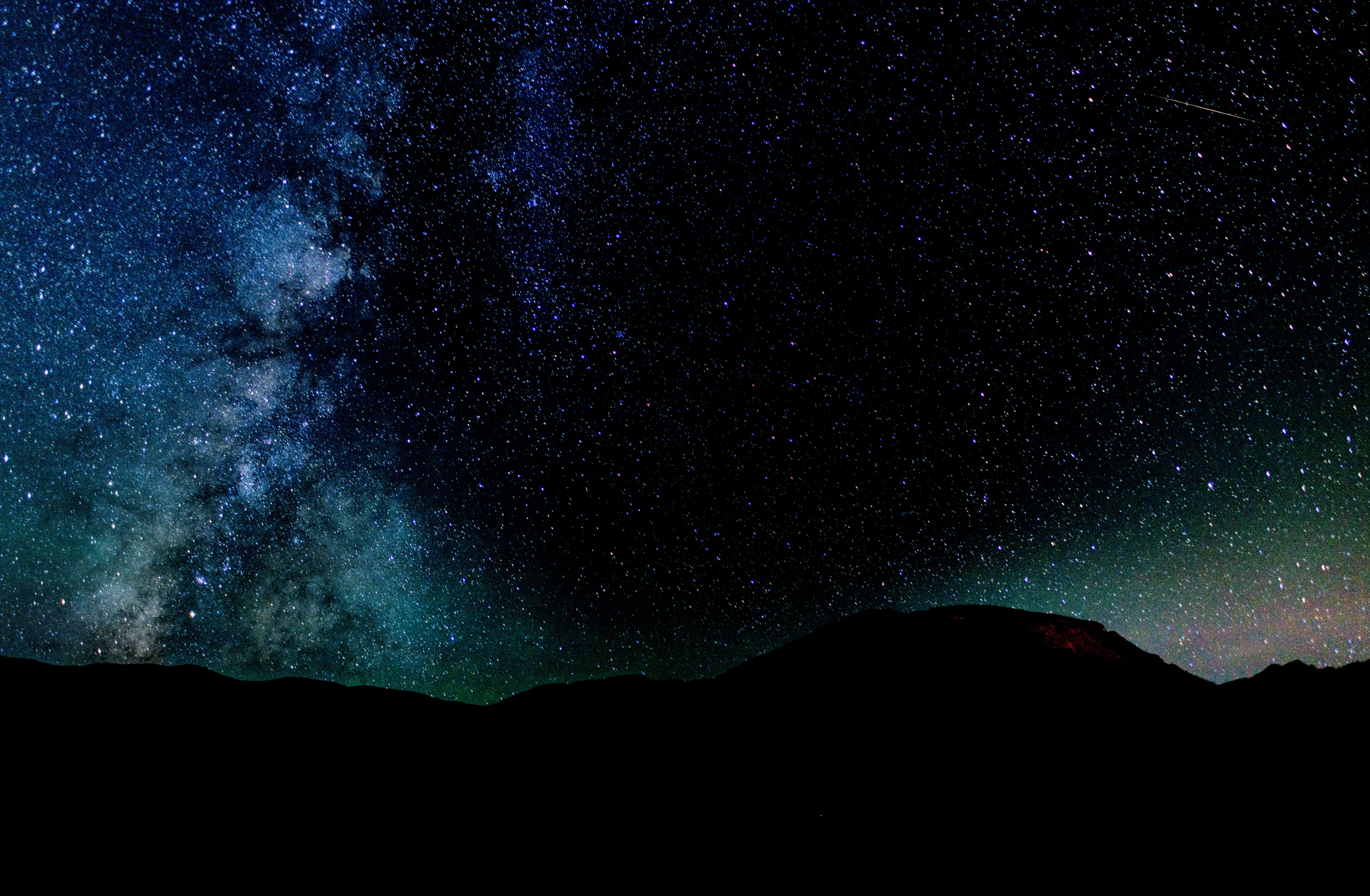 starry night view dark sky stars galaxy nature mountain 2k 4k 5k
