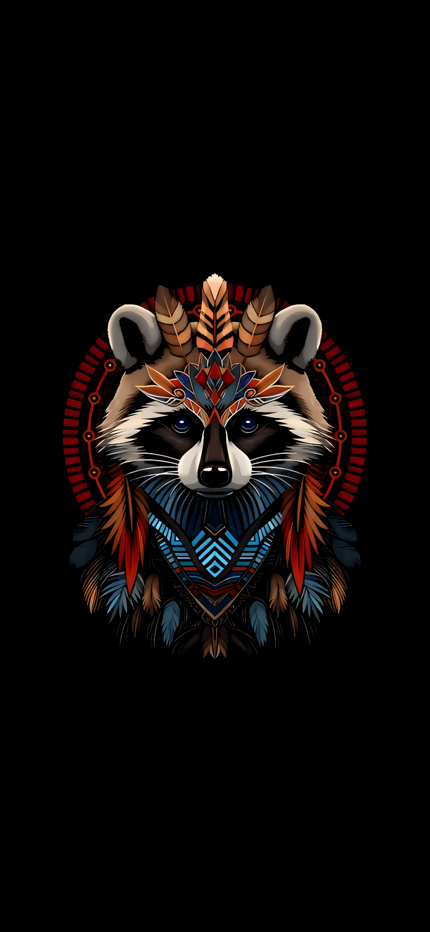 Tribal Raccoon amoled minimalism