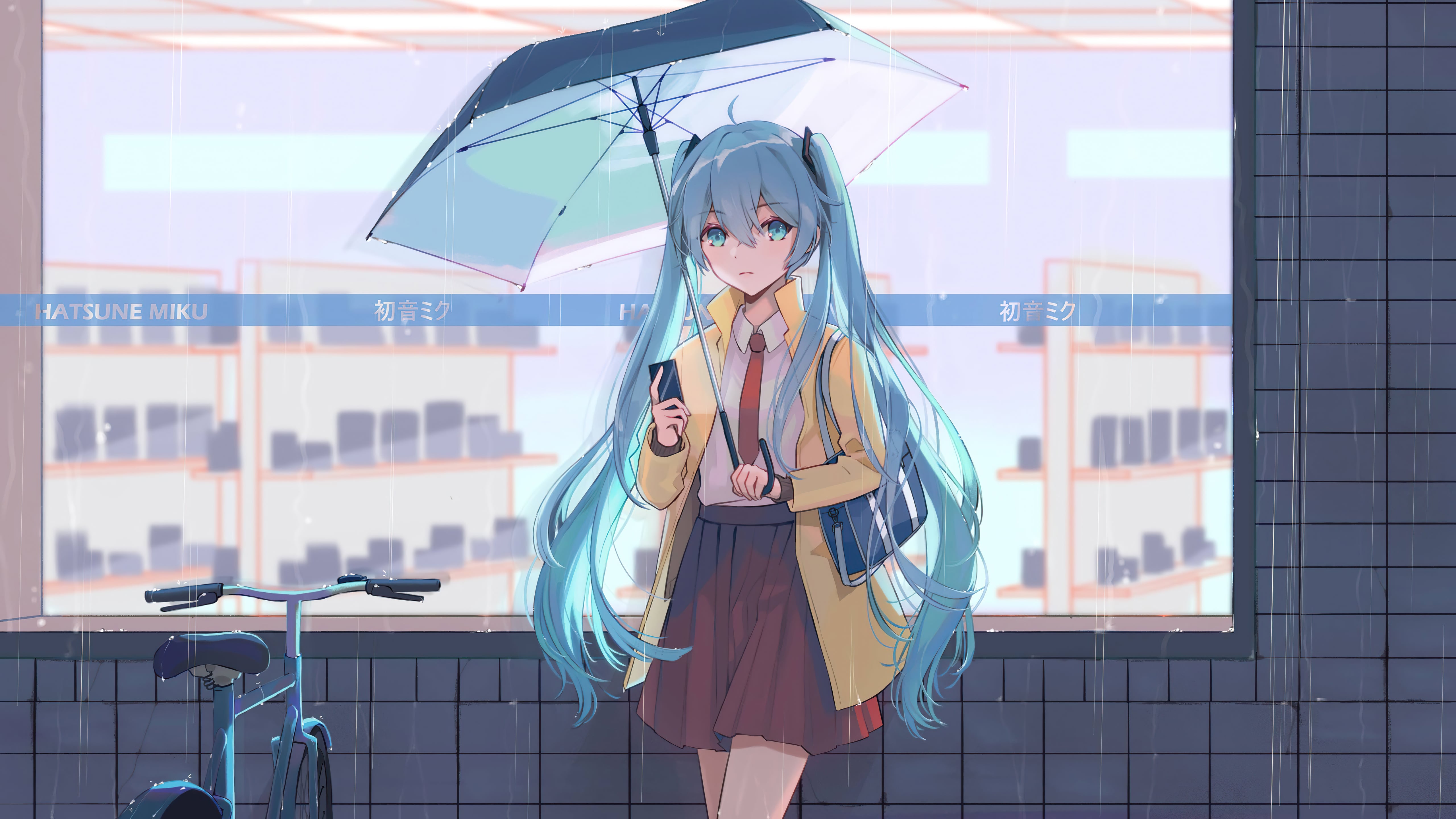 Hatsune Miku anime cute girl umbrella 2k 4k 5k