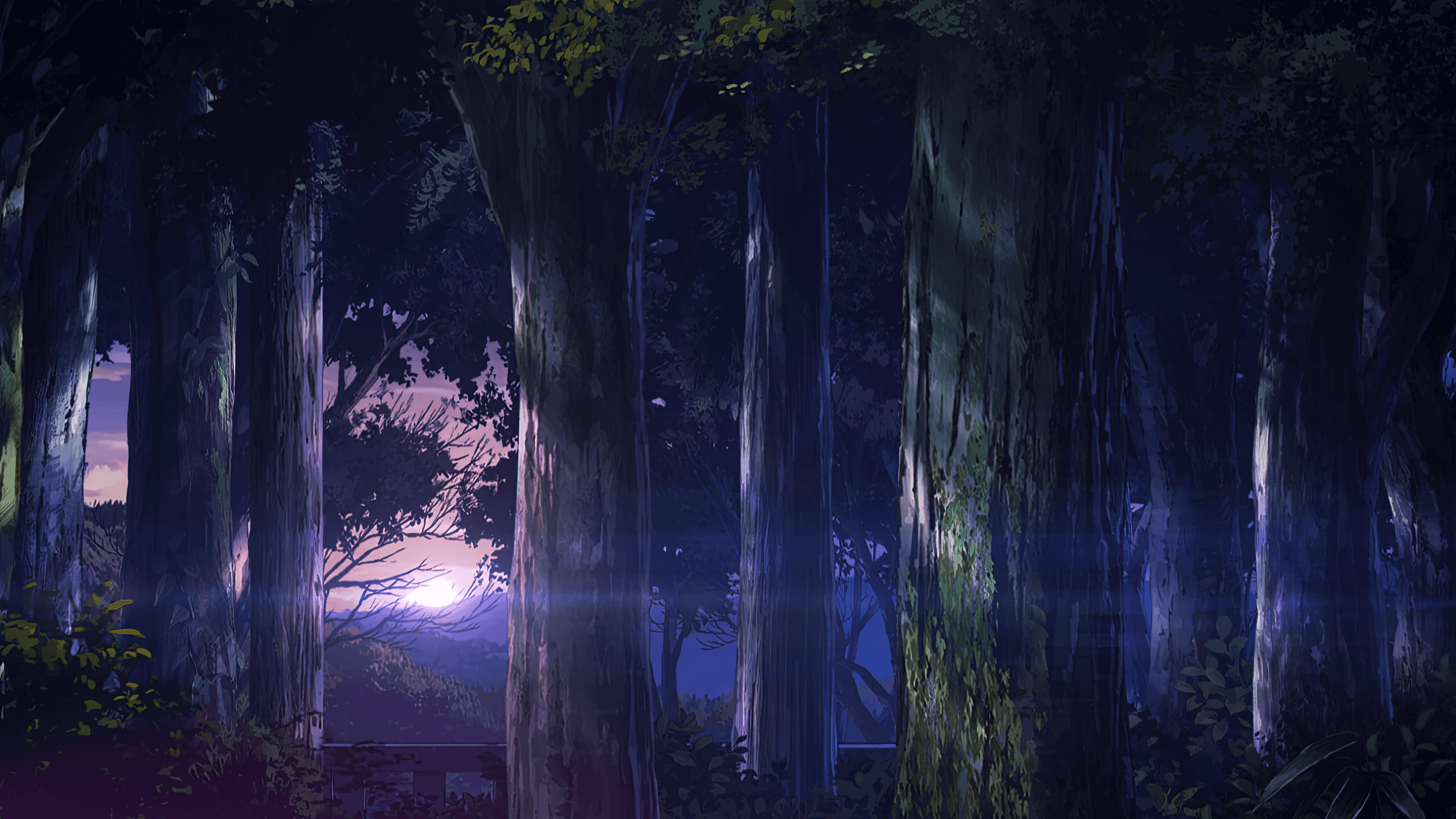 Sunrise Demon Slayer anime kimetsu no yaiba nature forest light 2k 4k