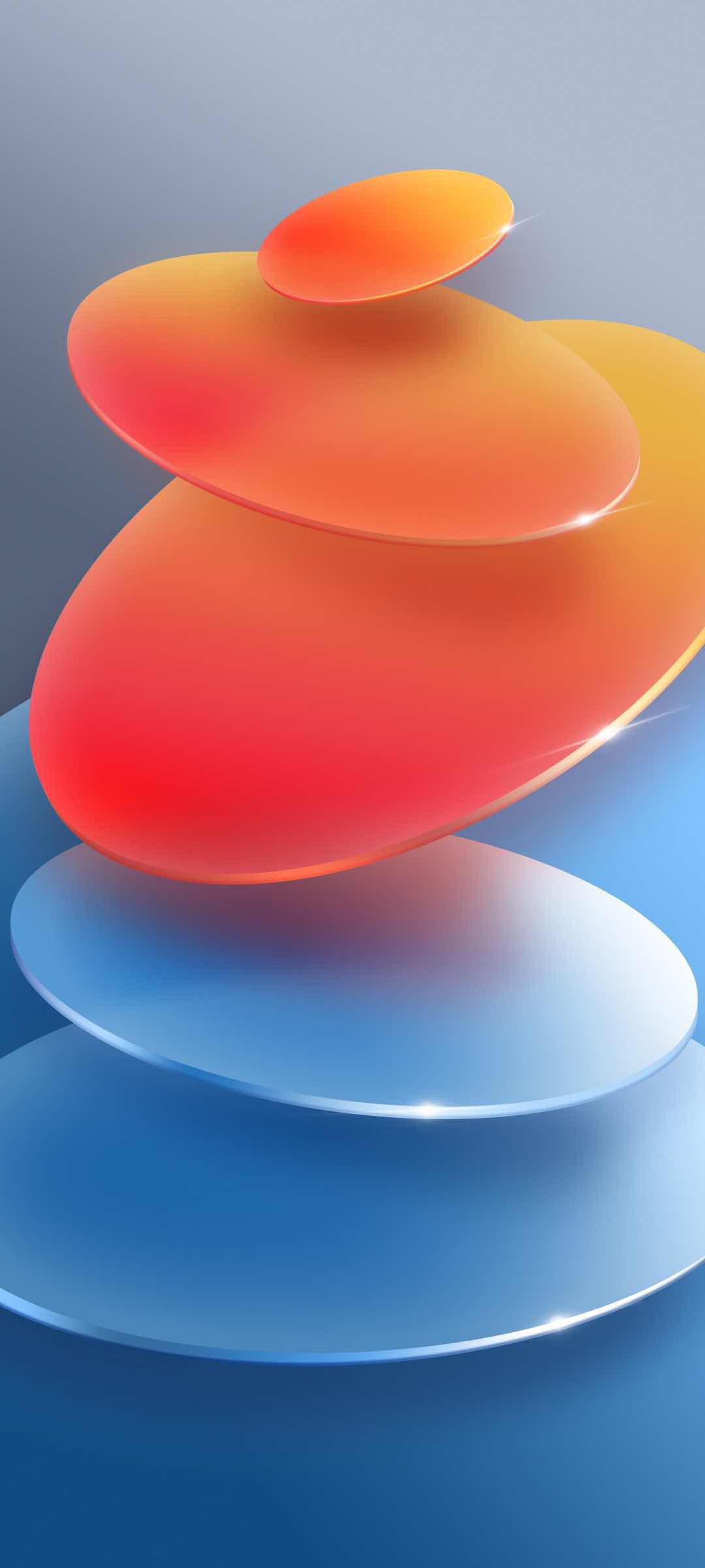 Blue Orange abstract rings colorful art