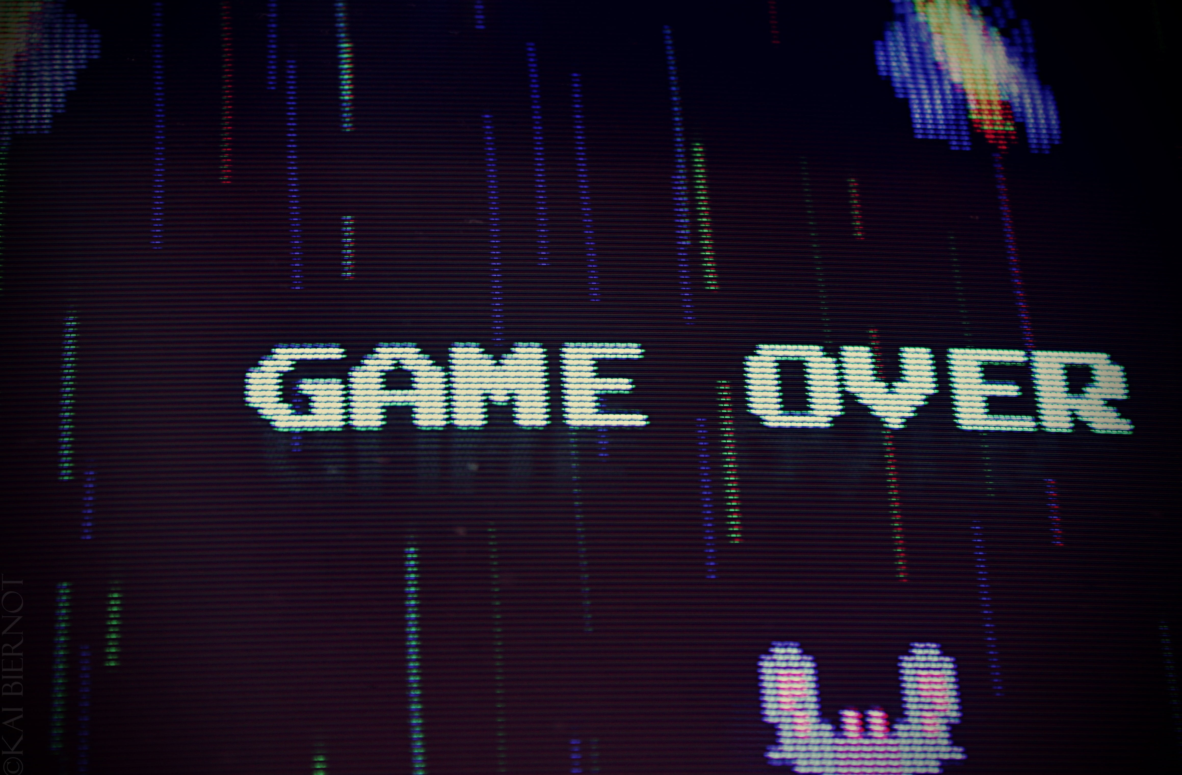 game over signage macro video games technology communication 2k 4k 5k