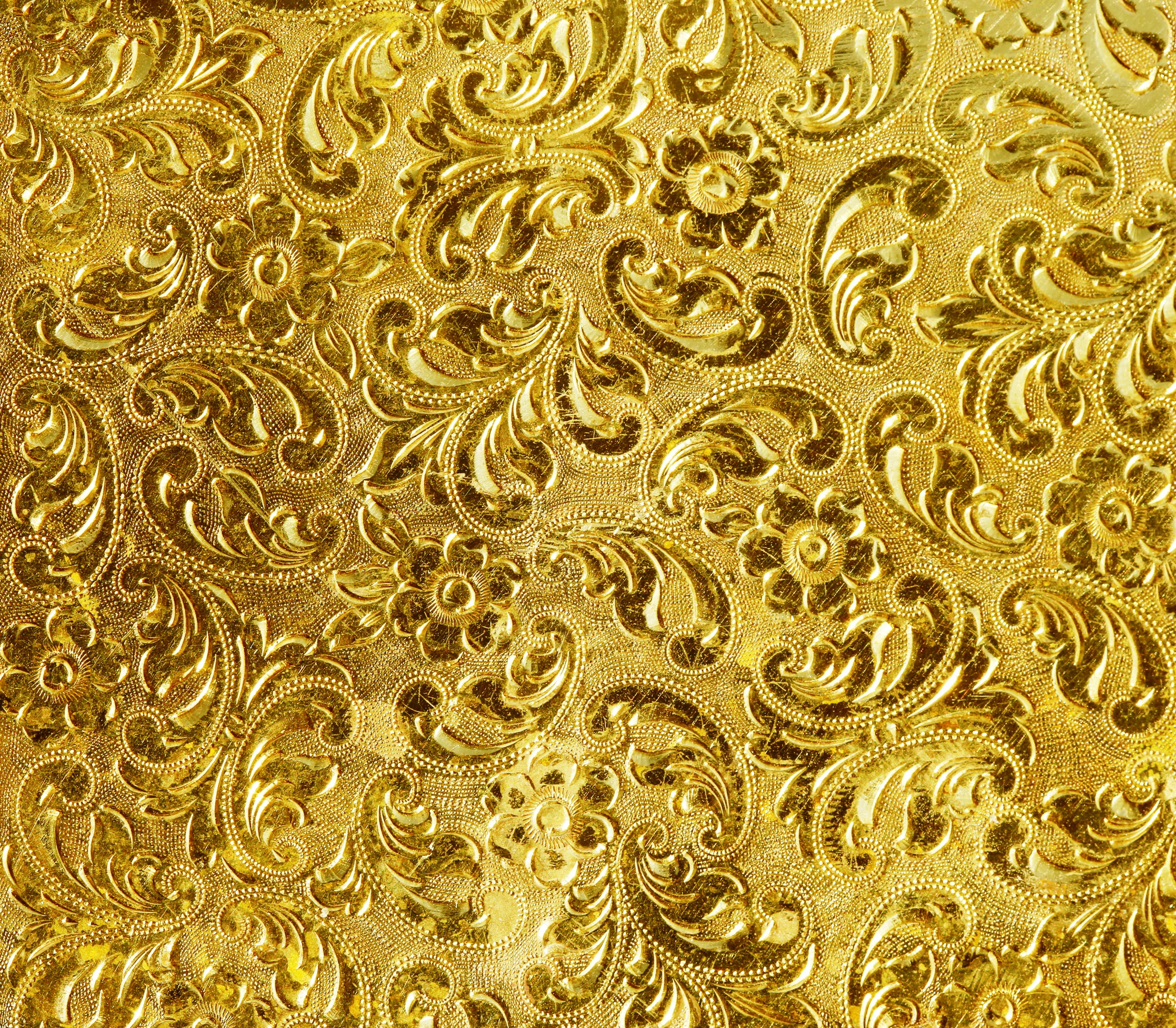 gold colored floral frame background pattern texture golden 2k 4k