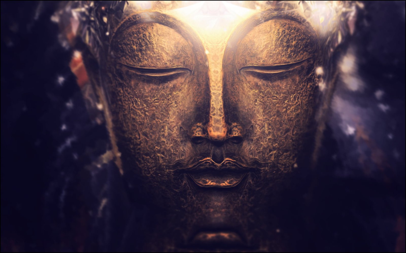 golden Buddha digital wallpaper head bust illustration 2k