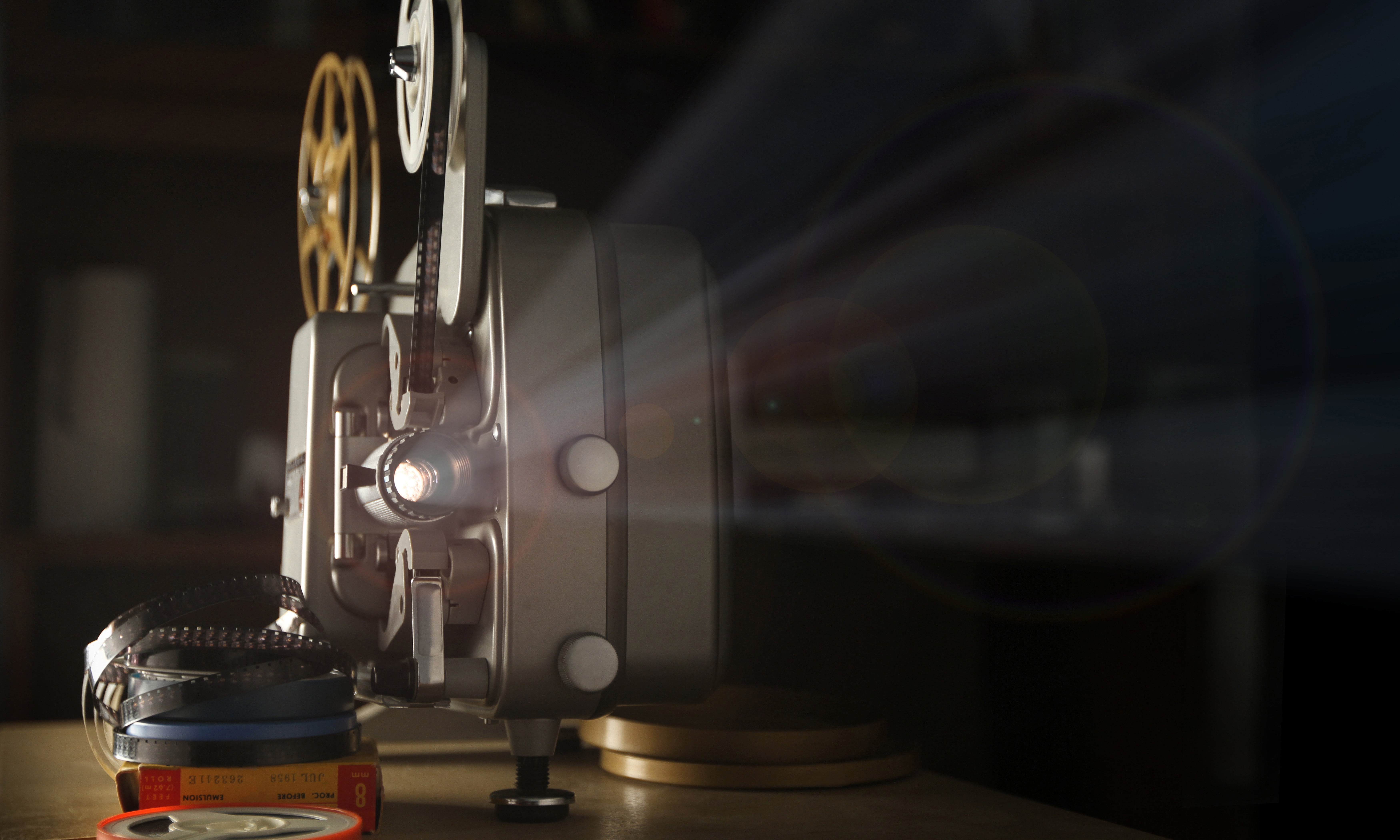 gray film projector macro light retro movie blur the show 2k 4k 5k