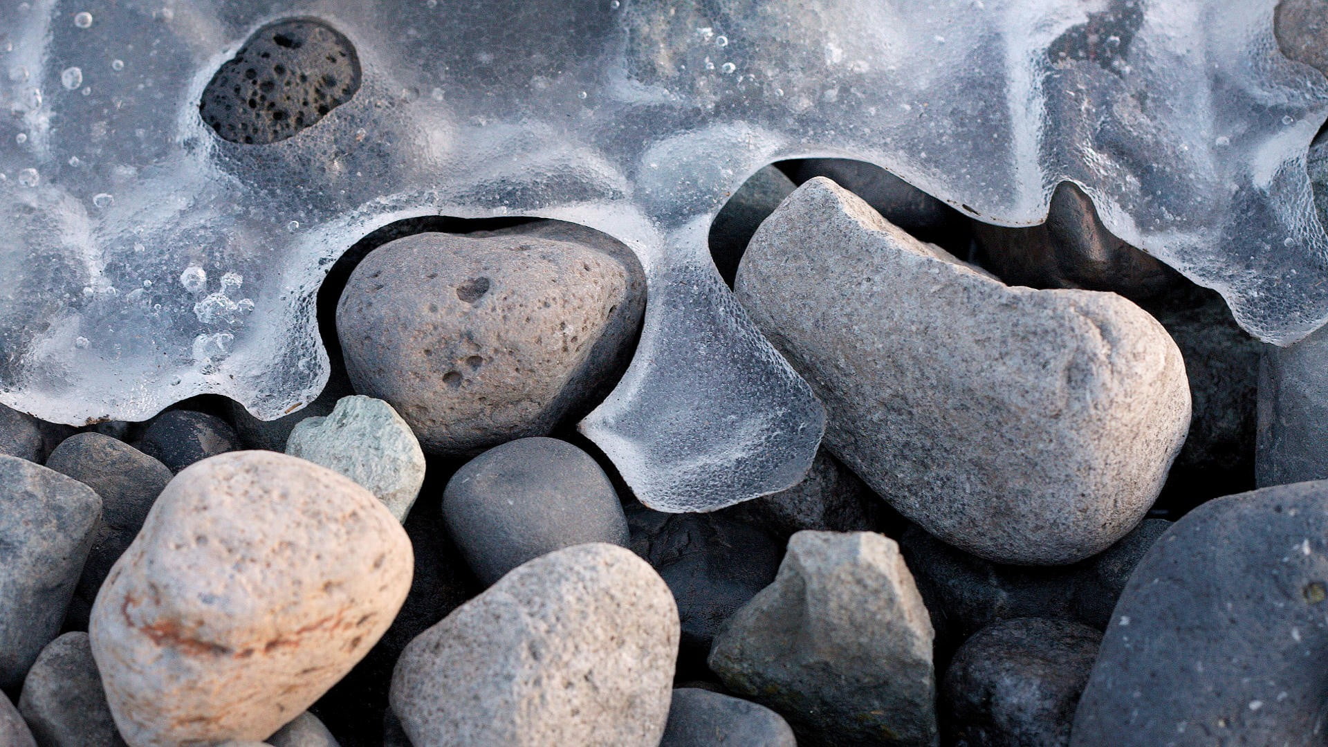 gray stones nature winter ice macro Ubuntu 2k