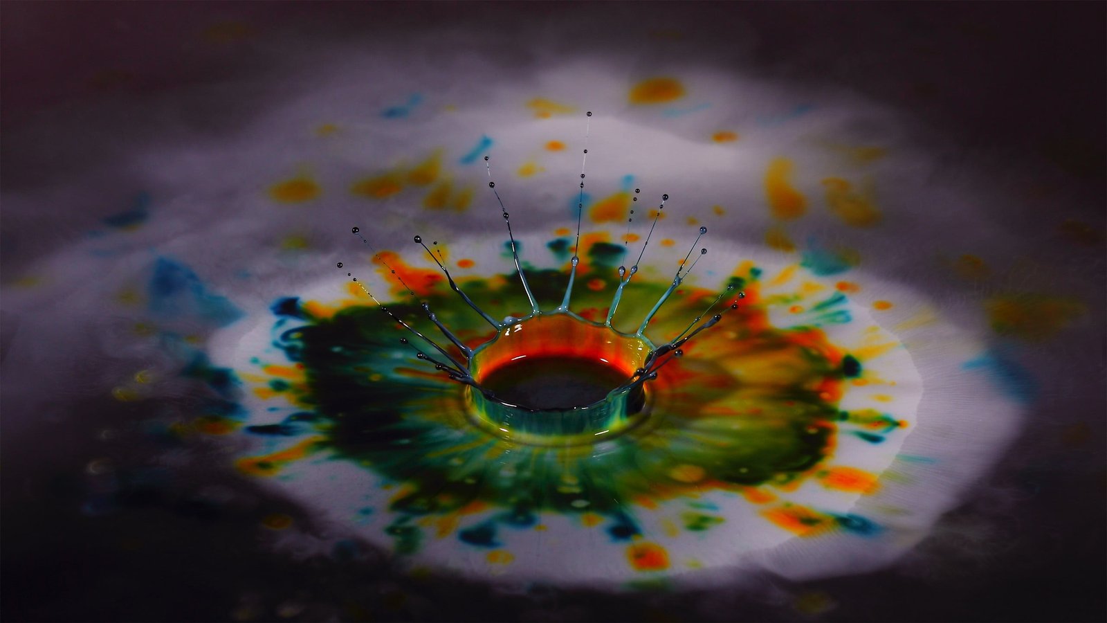 green and orange paint multicolored abstract painting macro 2k