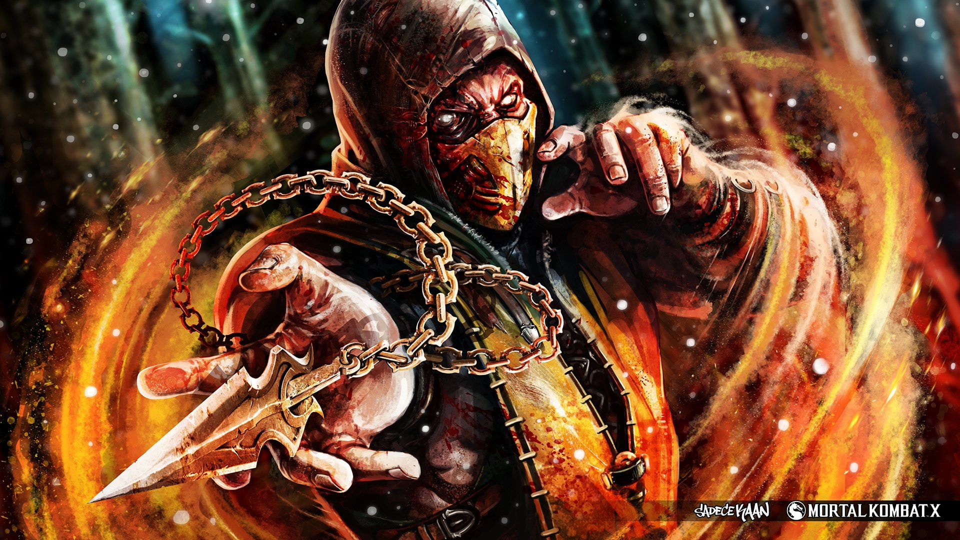 Mortal Kombat Scorpion wallpaper Blood Chain 2k