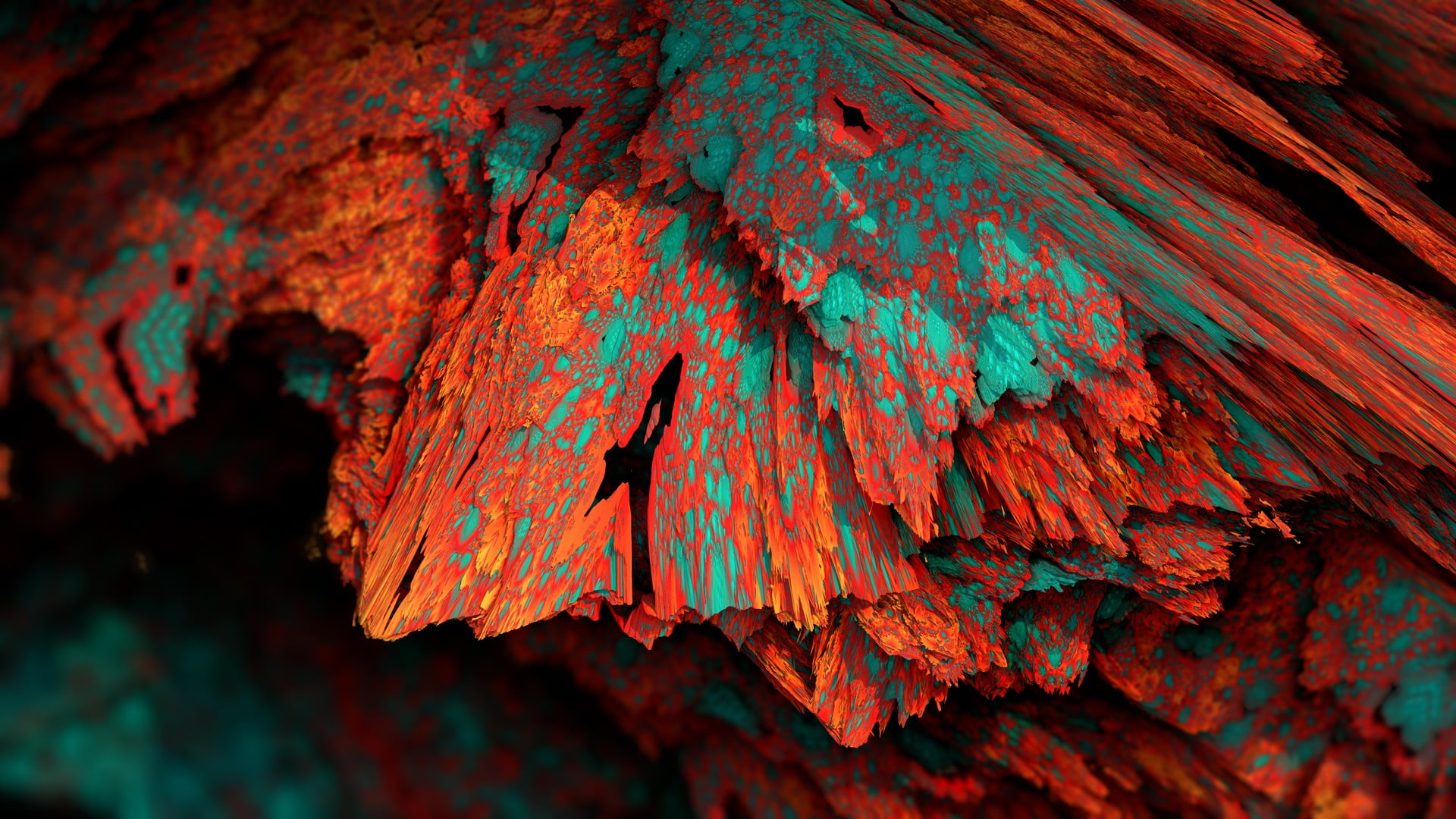 red and blue wood Procedural Minerals colorful abstract digital art 2k