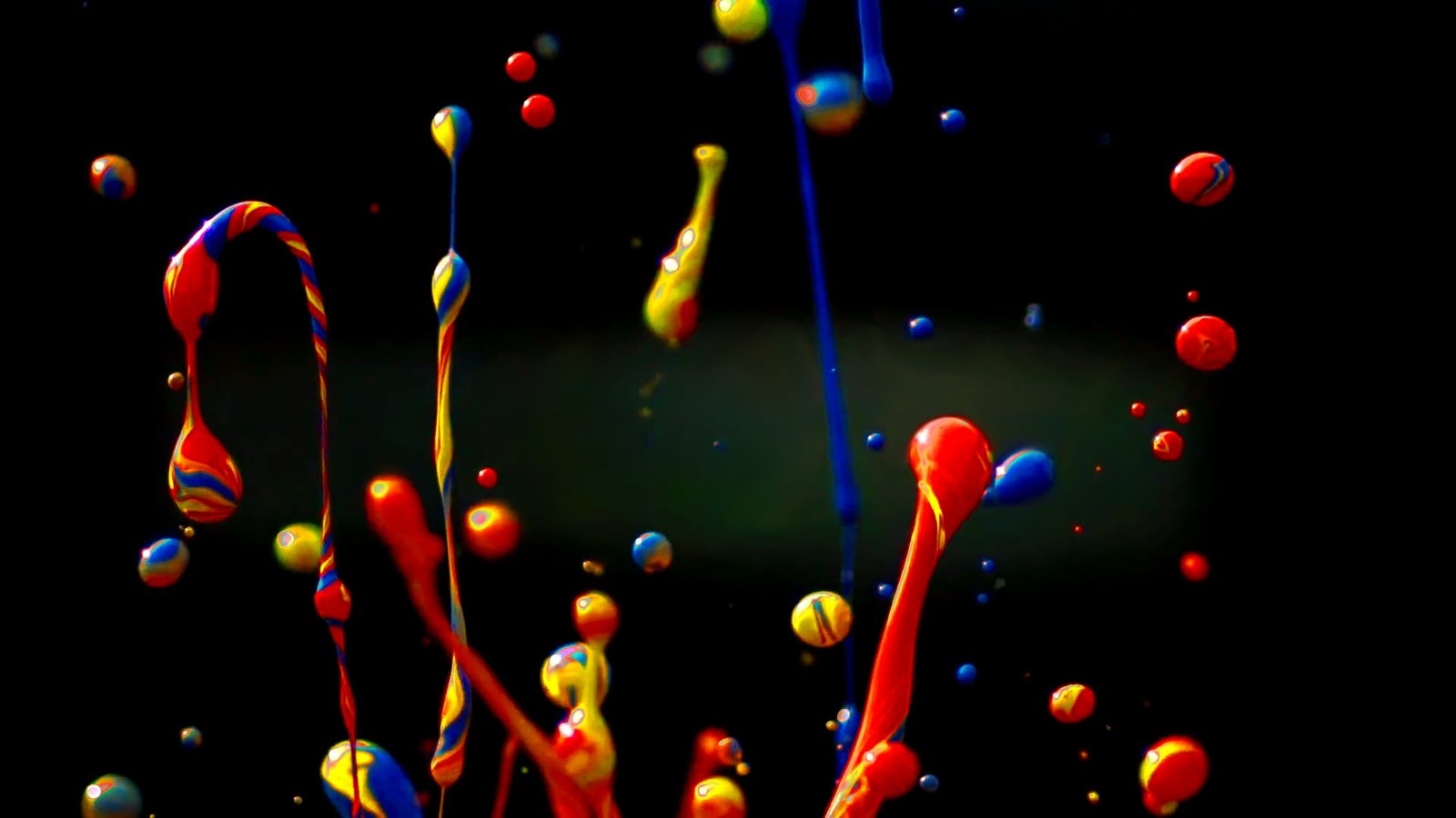 red blue and yellow droplets illustration painting paint splatter 2k