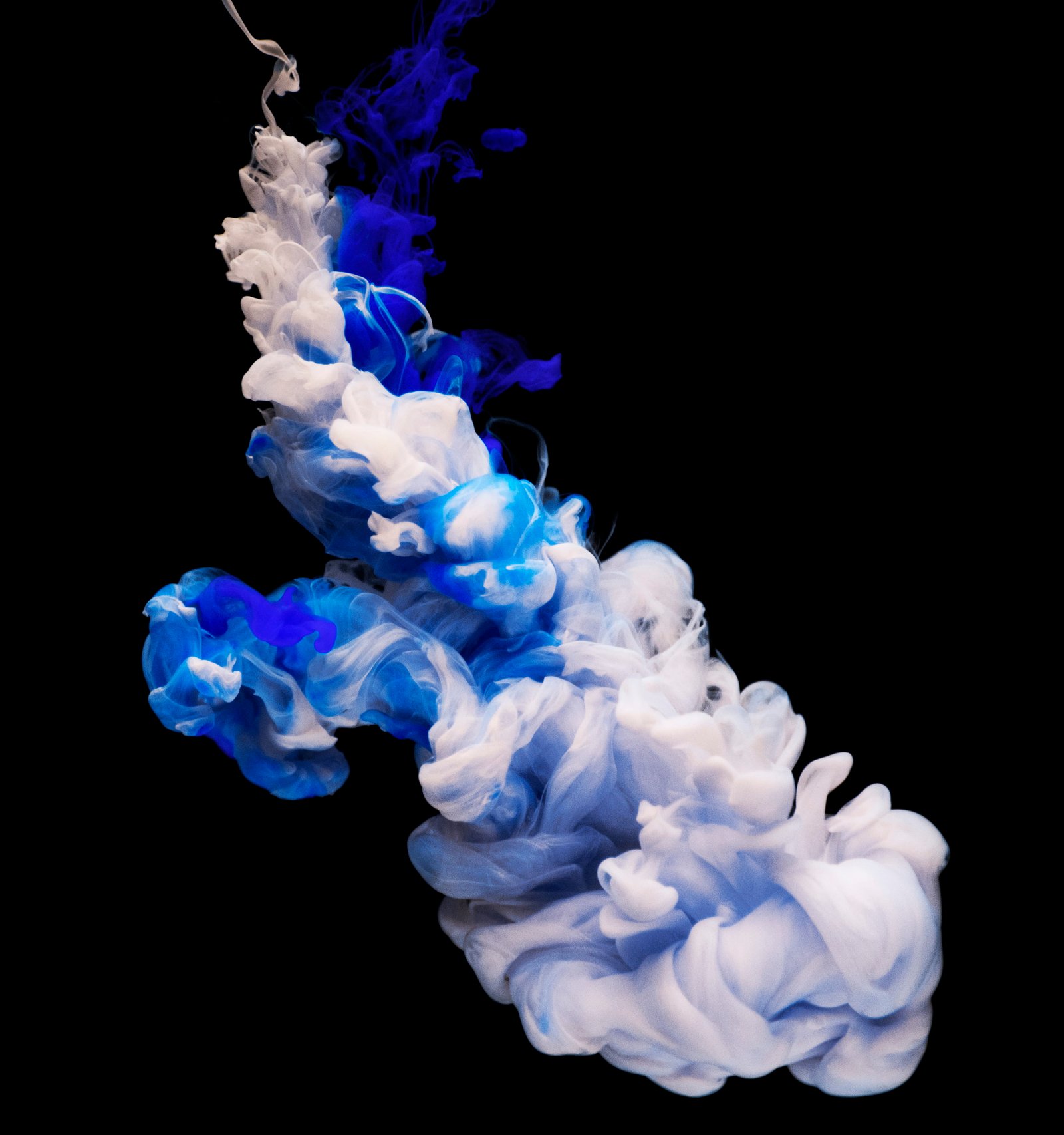 white and blue smoke wallpaper art liquid ink dye paint 2k