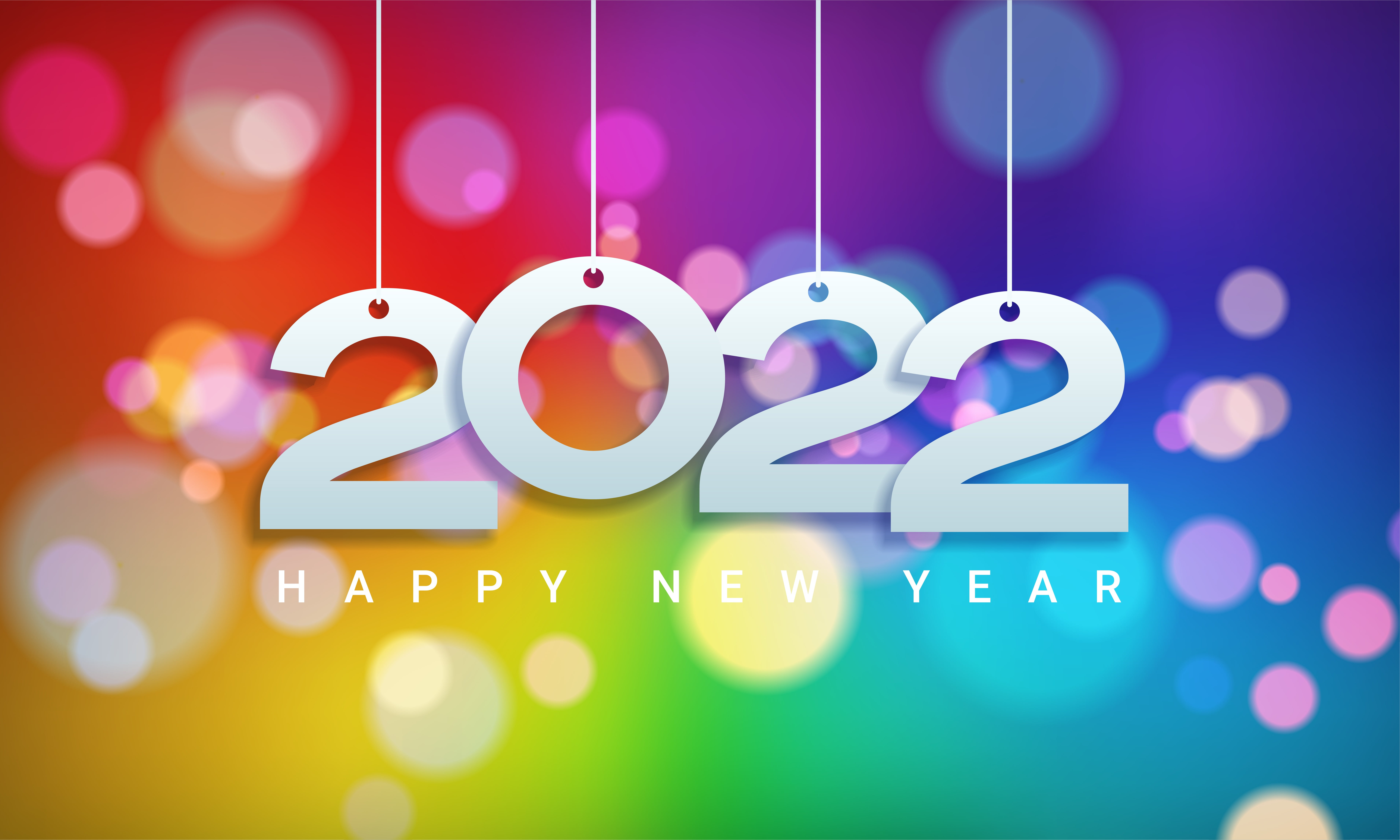 background colorful figures New year happy bokeh decoration 2k 4k 5k 8k