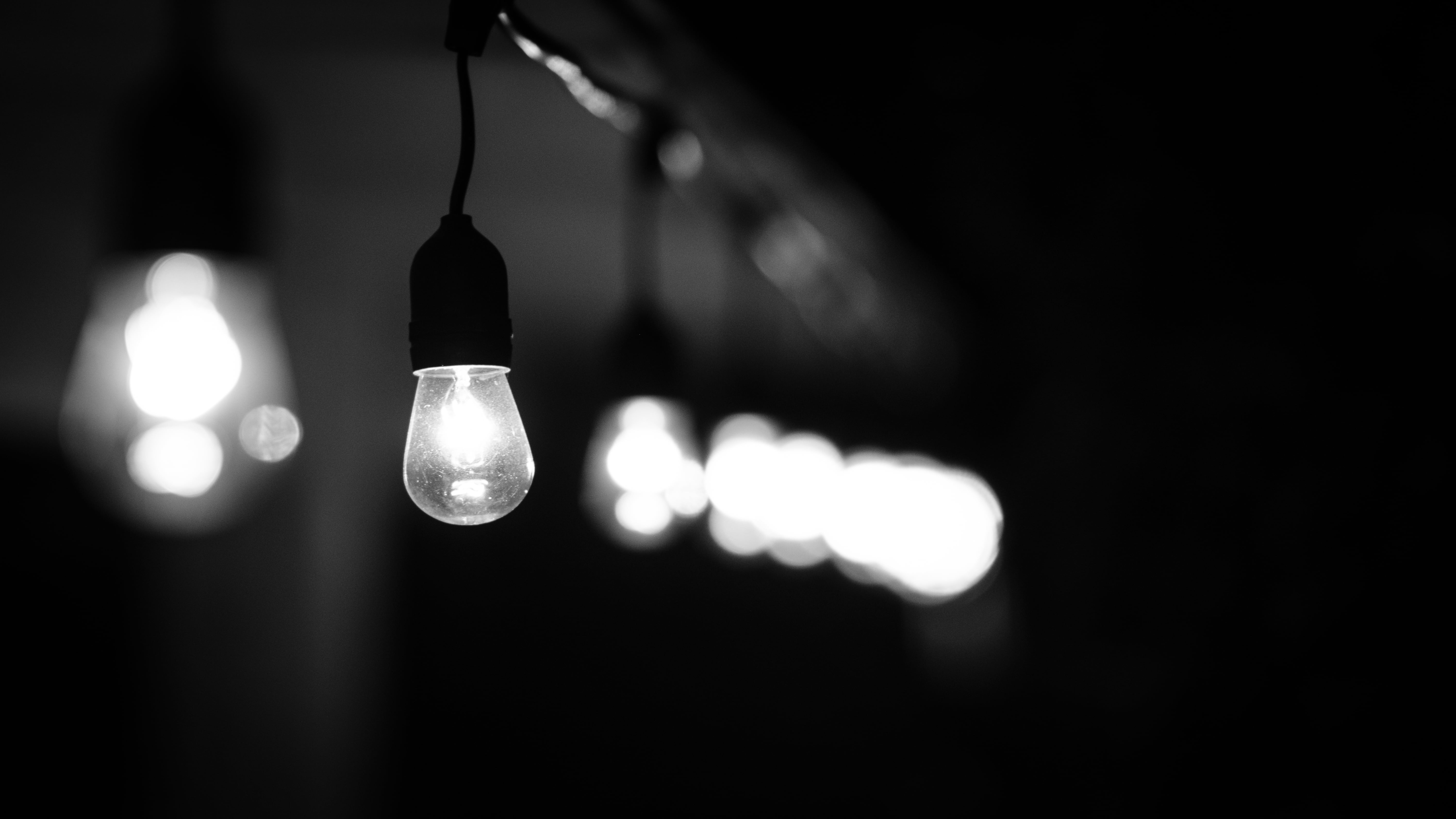 black and white pendant lamp photography monochrome light bulb 2k 4k 5k