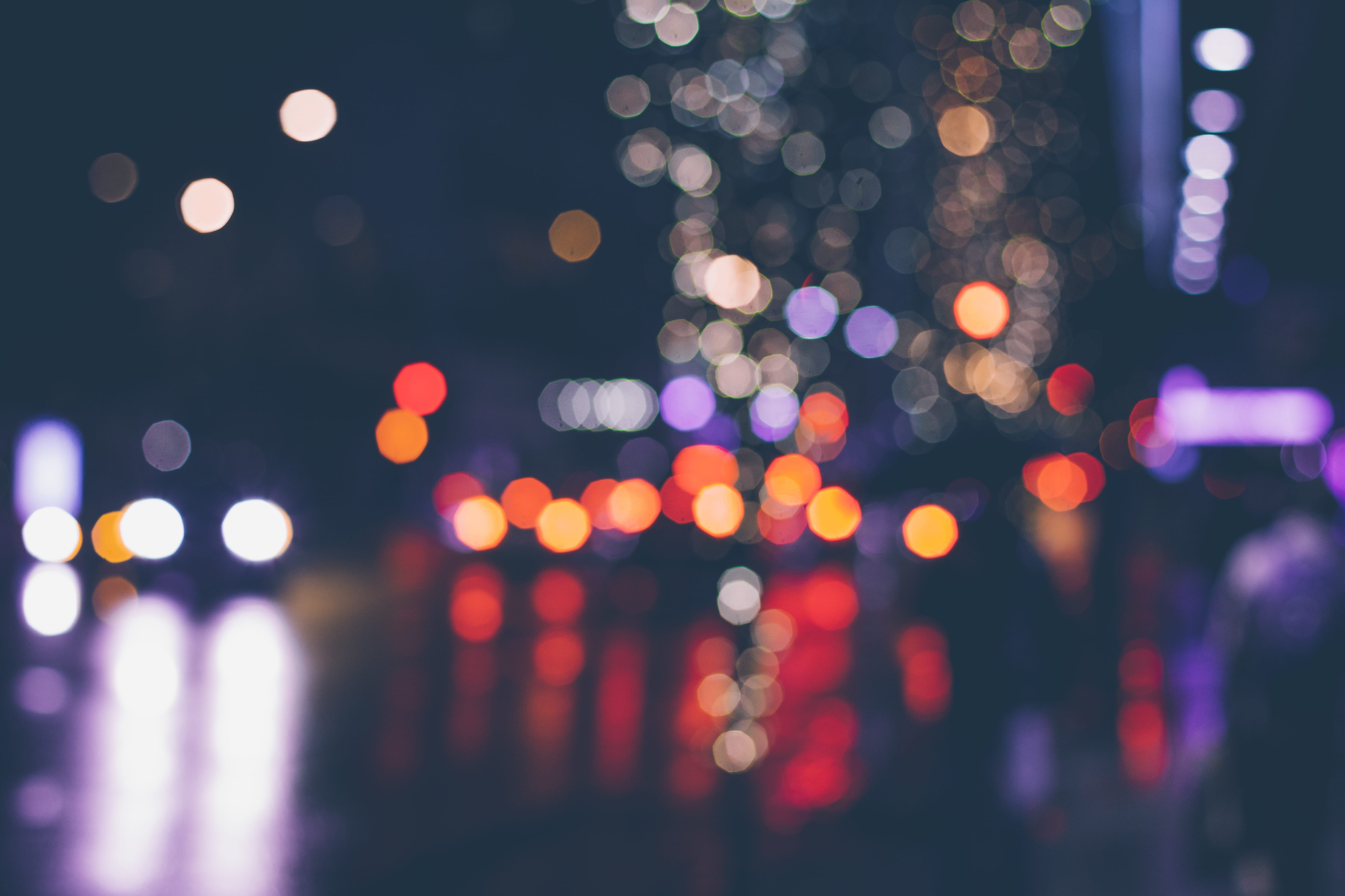 Bokeh effect from street lights at night illuminated defocused 2k 4k 5k