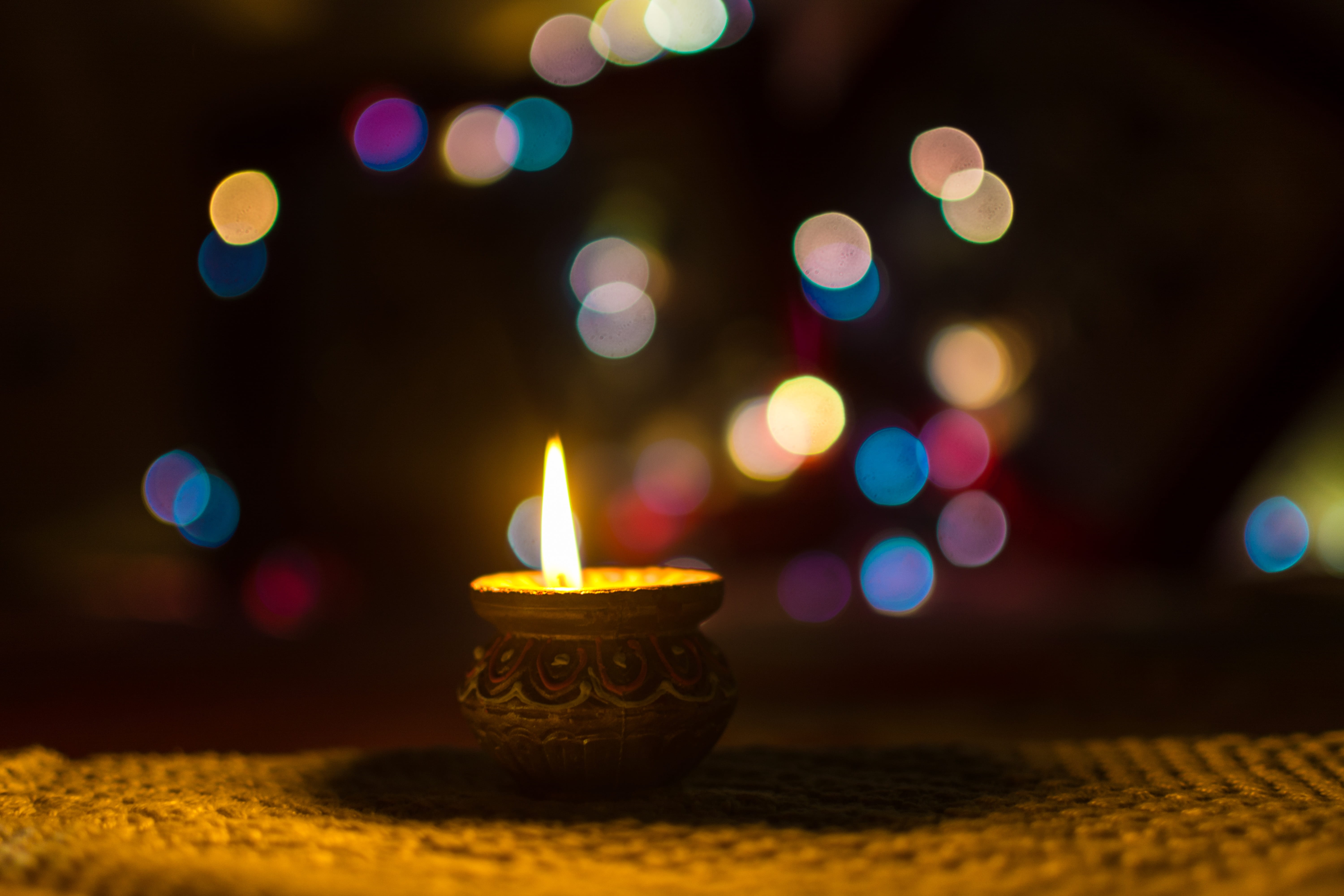 brown candle macro photography diwali diya lamp india clay 2k 4k 5k