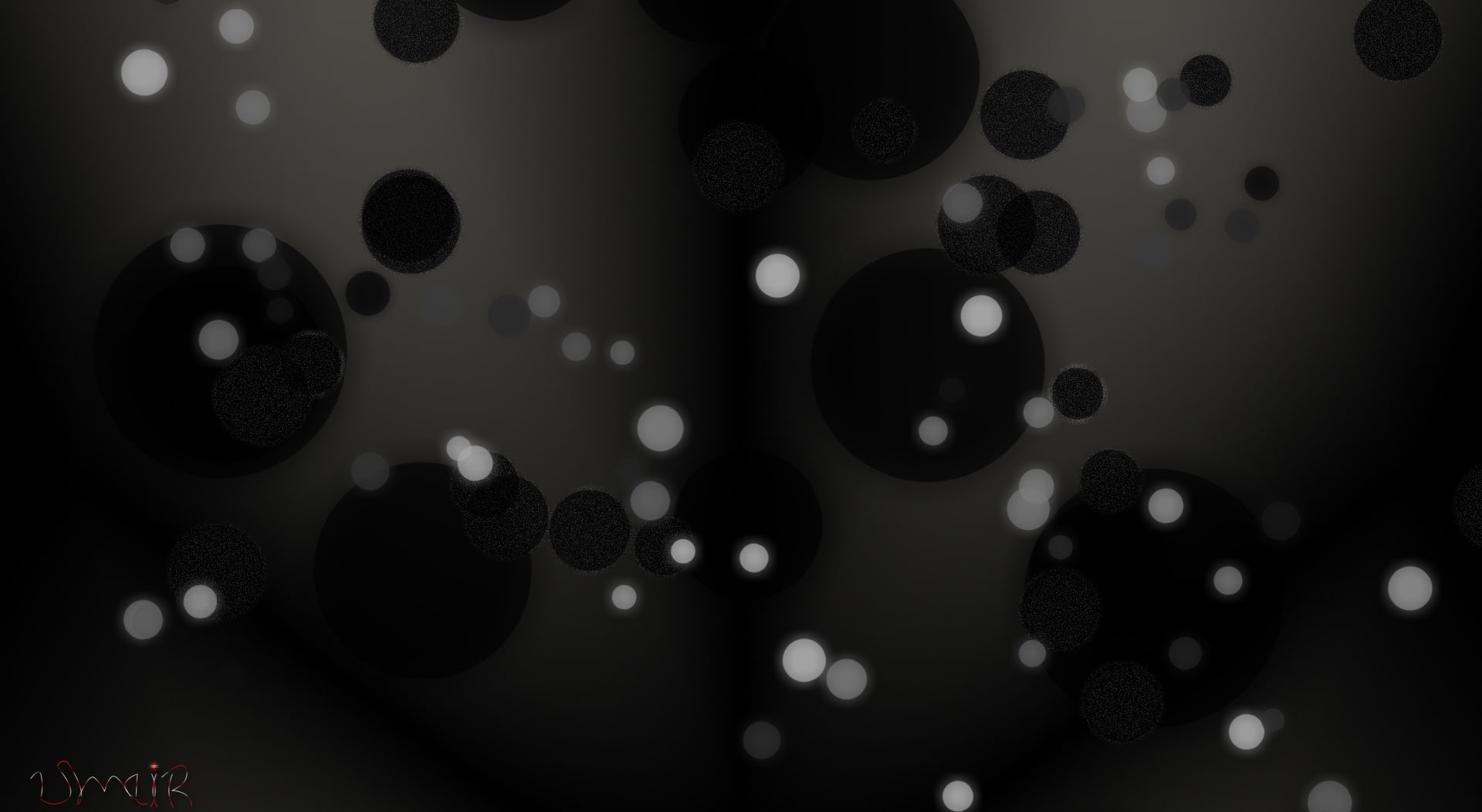 BW Bokeh black gray and white polka dot illustration Aero 2k