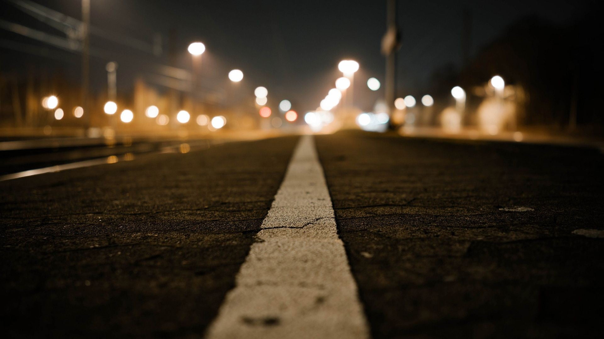 concrete road bokeh night street asphalt traffic highway 2k