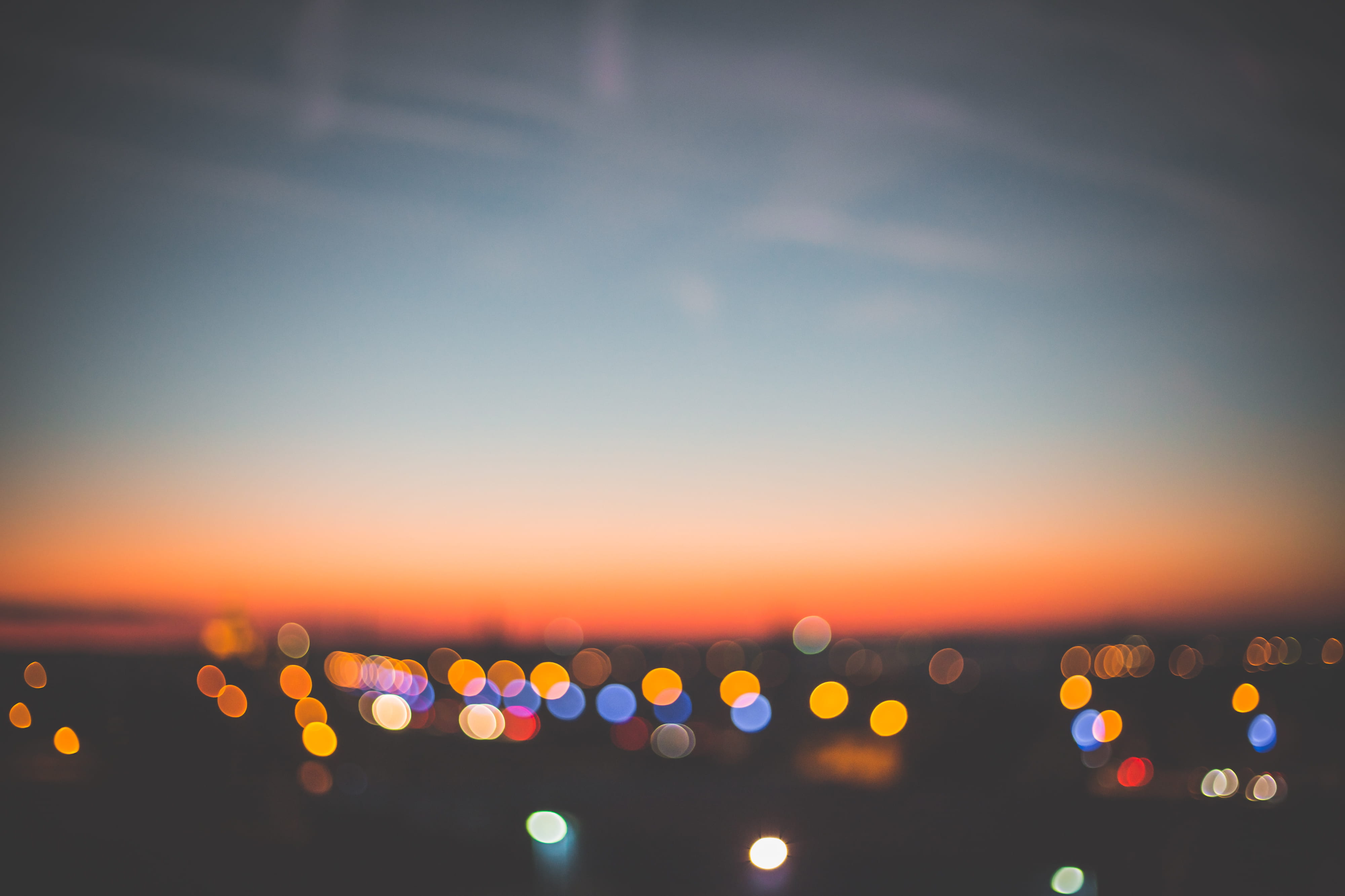 Evening Sunset Bokeh Cityscape abstract cloudless colors lights 2k 4k