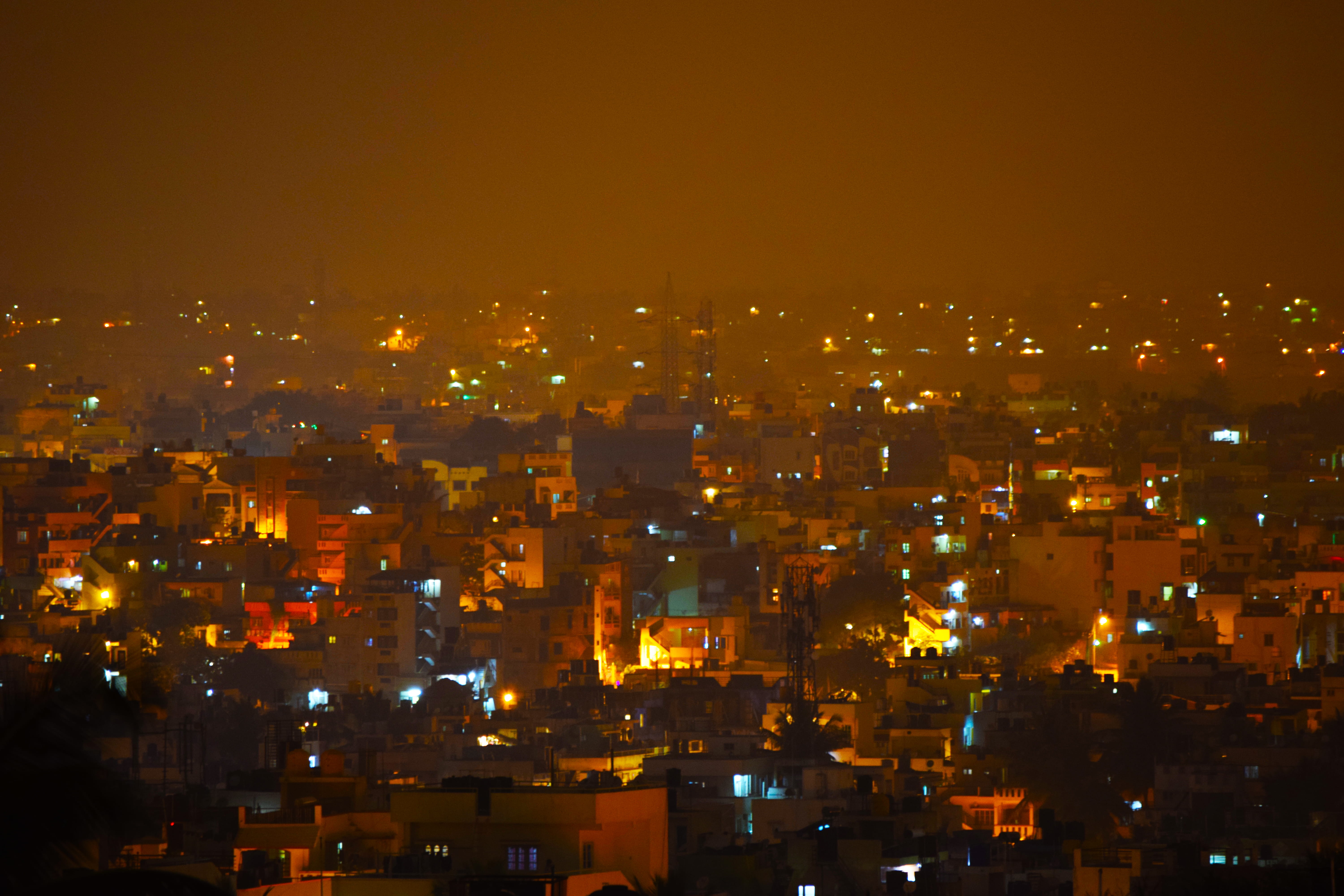 india bengaluru night view lights bokeh photo city blur 2k 4k 5k