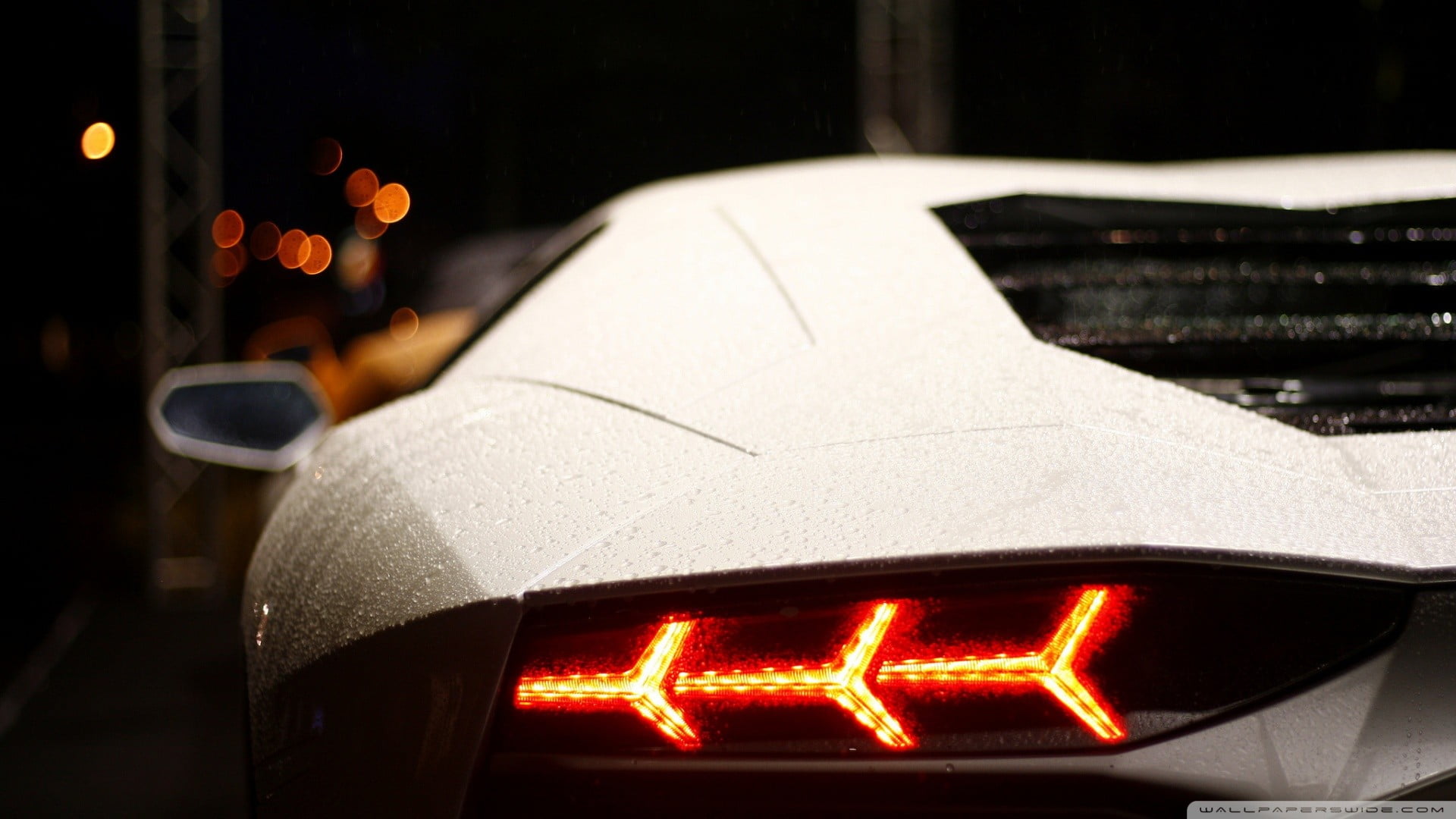 Lamborghini Aventador car white cars bokeh vehicle illuminated 2k