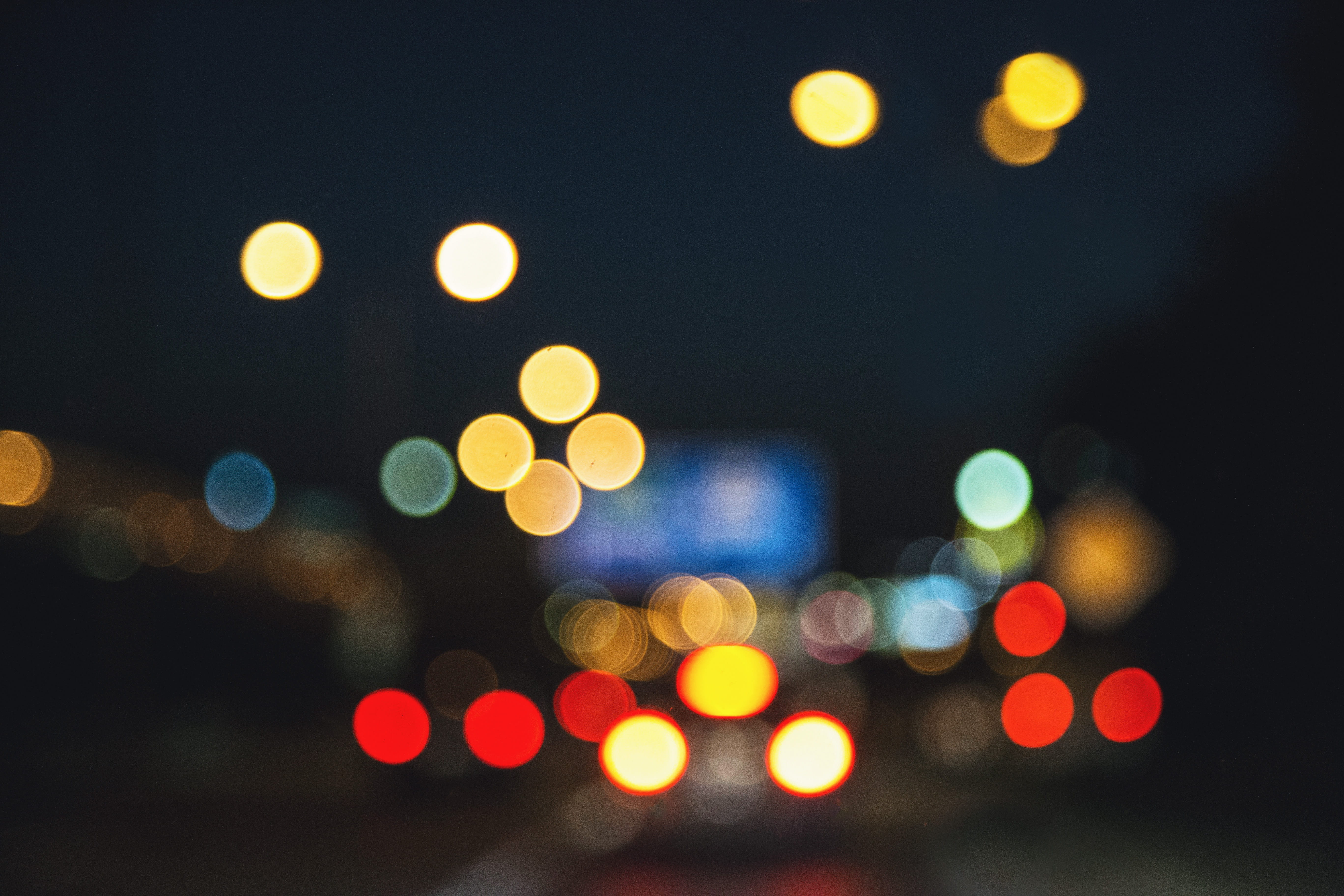 Night bokeh lights in the city urban defocused abstract backgrounds 2k 4k 5k