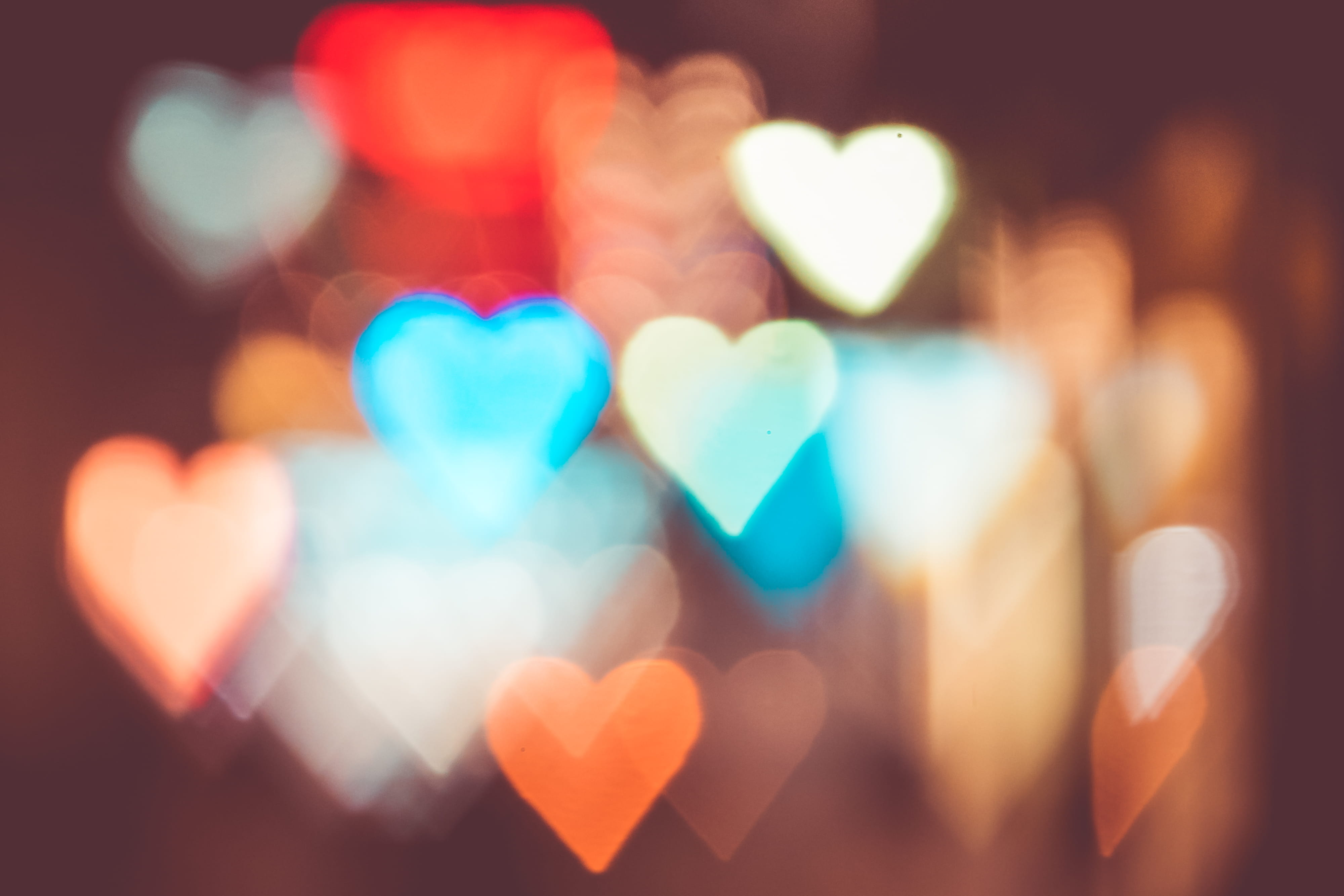 Night City Lights Abstract Heart Bokeh Trick colorful hearts 2k 4k