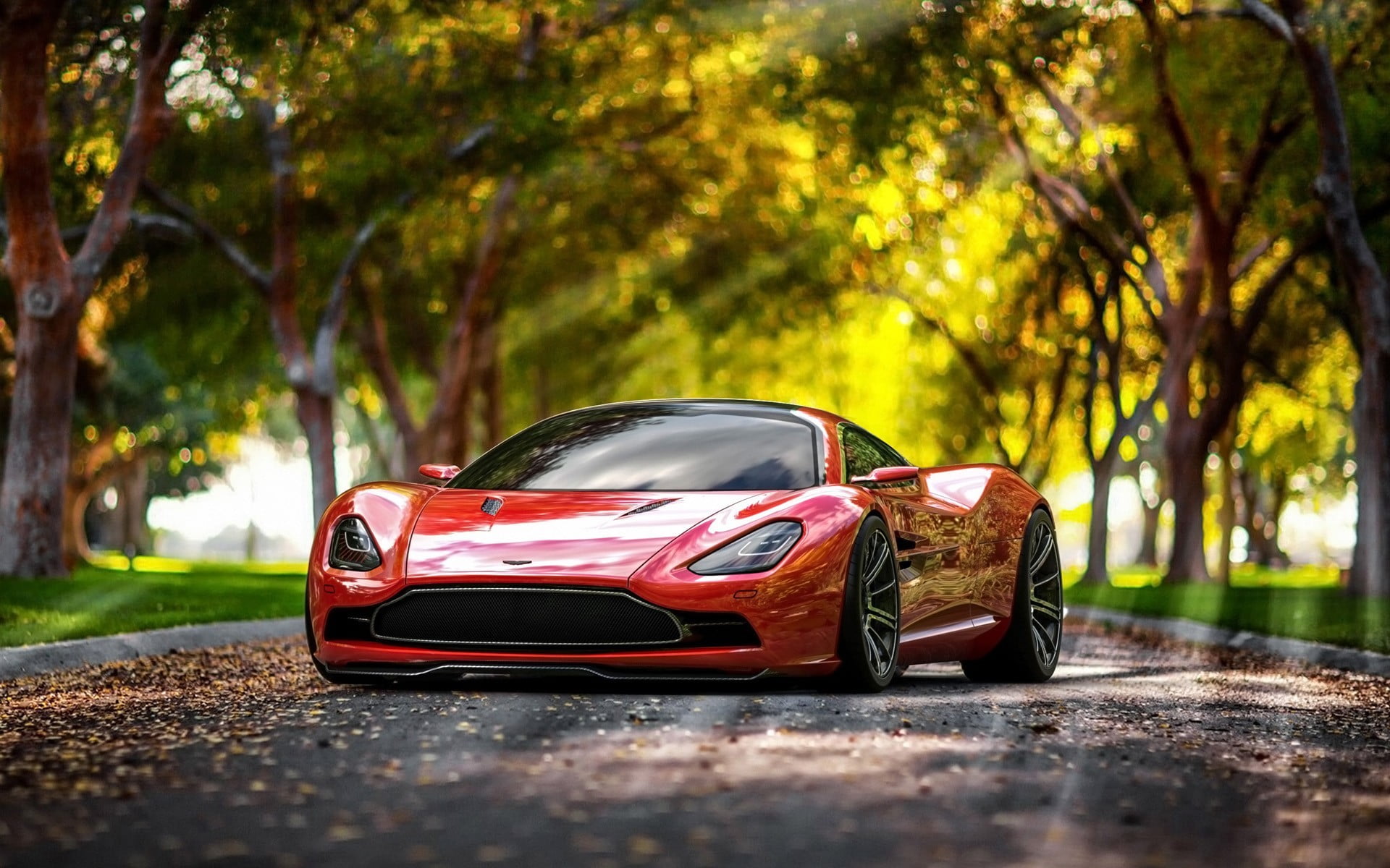 red coupe Aston Martin car DBC concept cars 2k