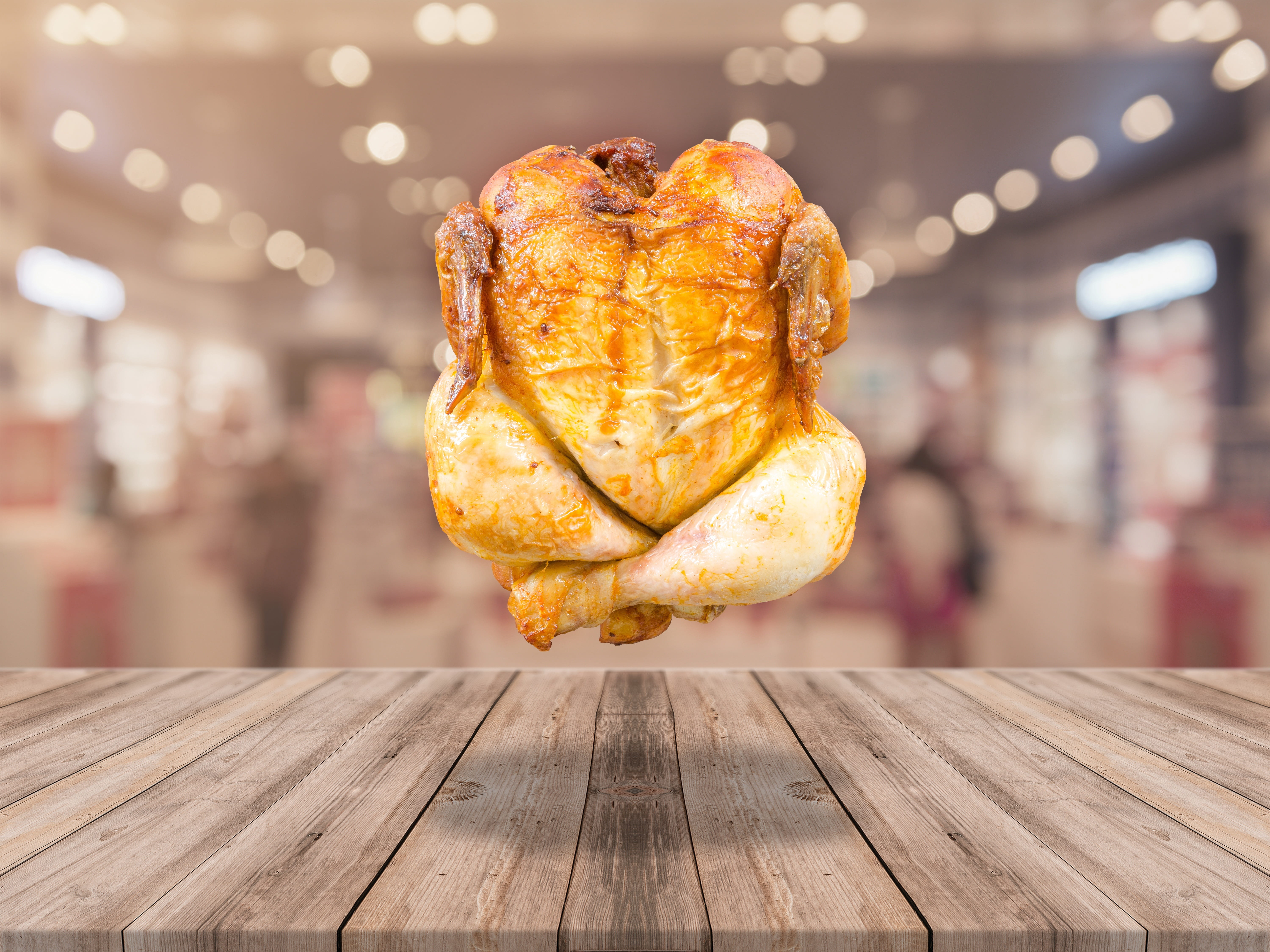 selective focus photo of roasted chicken with bokeh effect background 2k 4k 5k