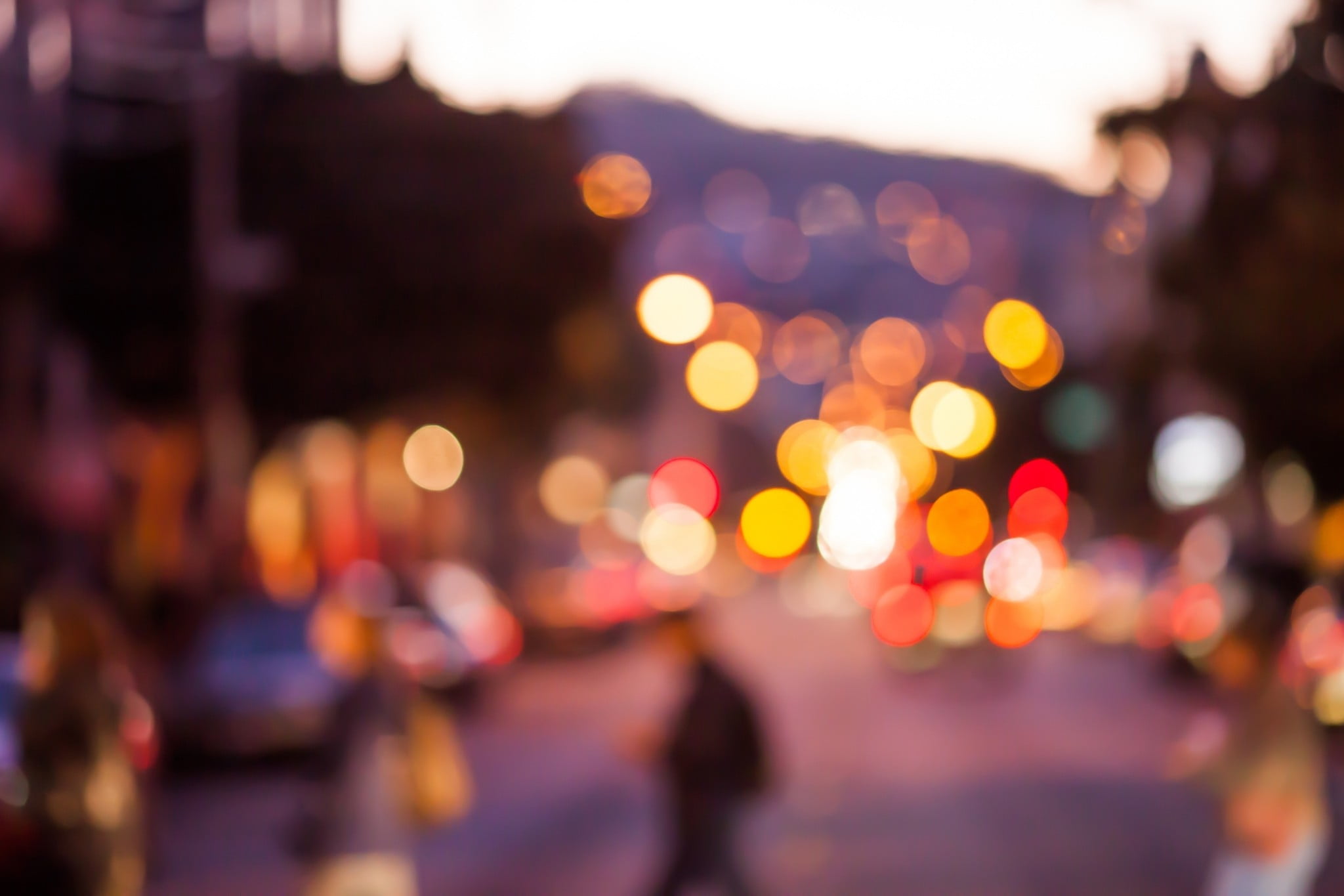 untitled blurred city bokeh lights illuminated street night 2k