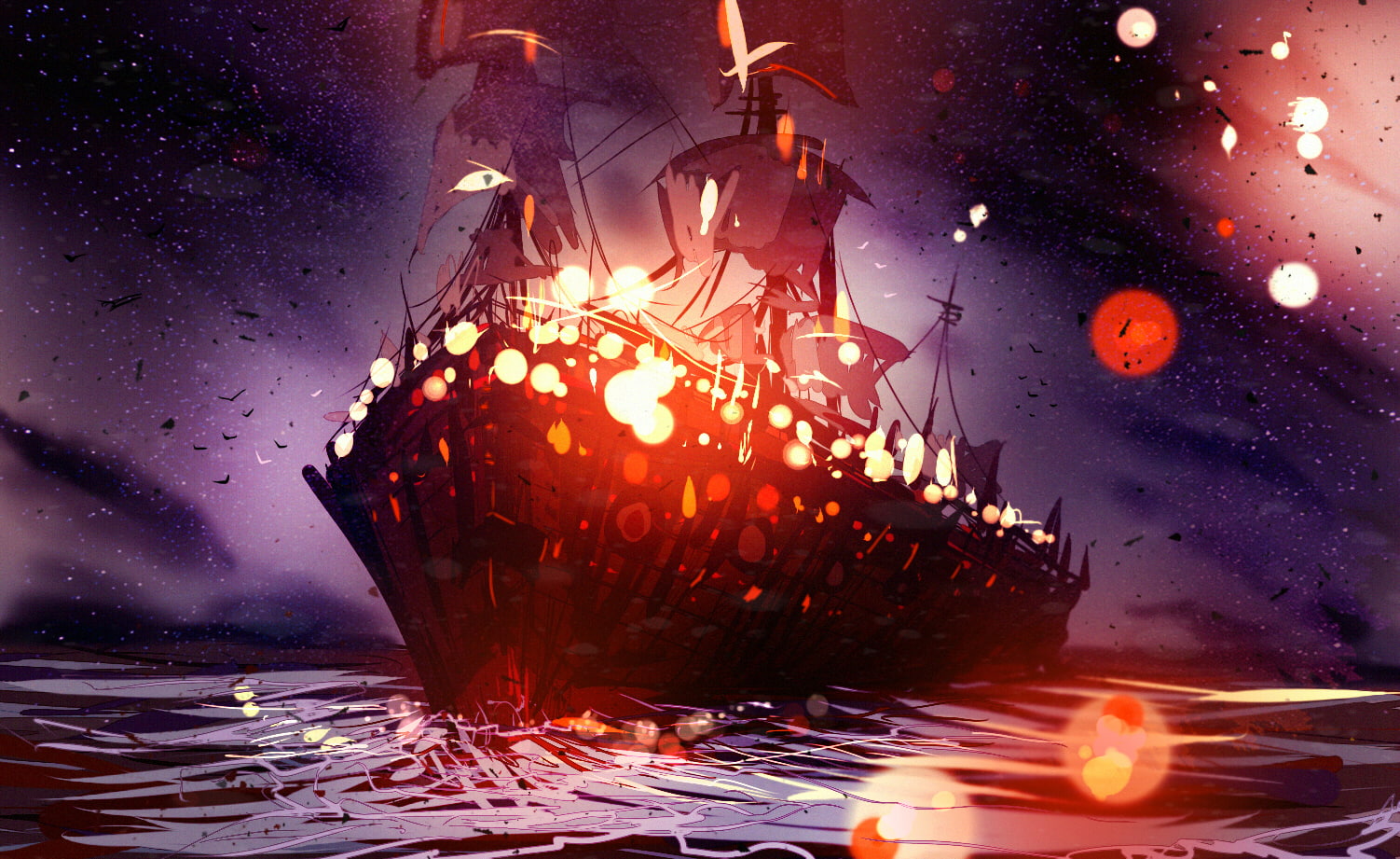 ryky painting digital art bokeh ship fantasy 2k