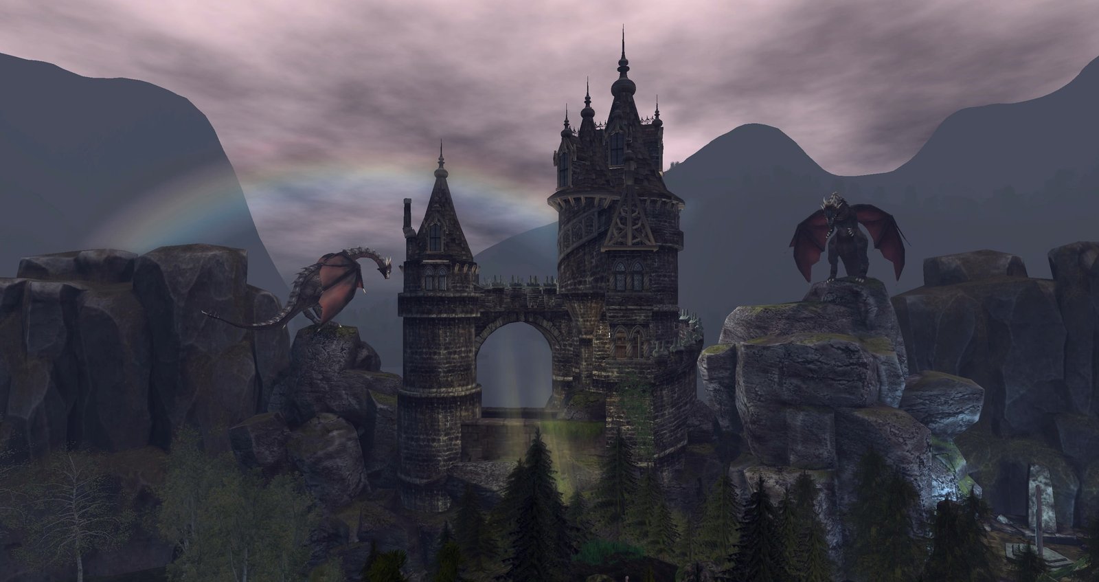 castle and dragon illustration mystical fantasy dragons fairytale 2k