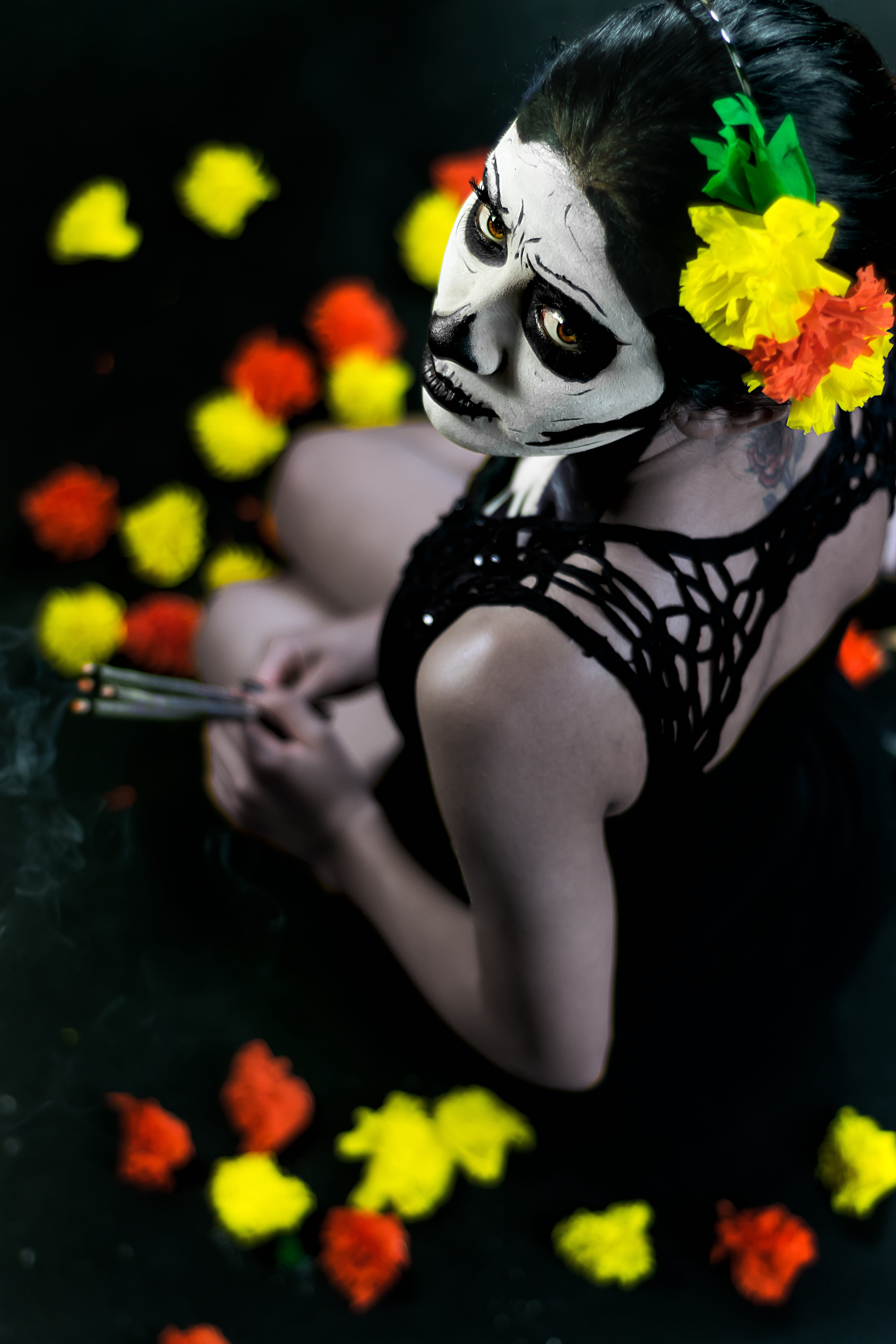 day of the dead death women dark halloween gothic catrina 2k 4k