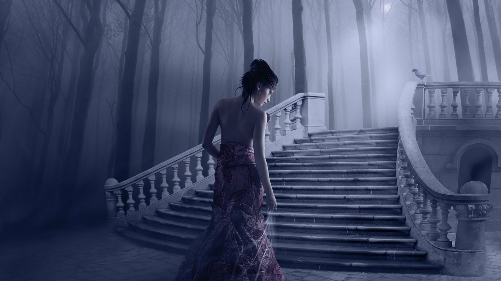 fantasy art gothic mist fog mystical magic magical woman 2k