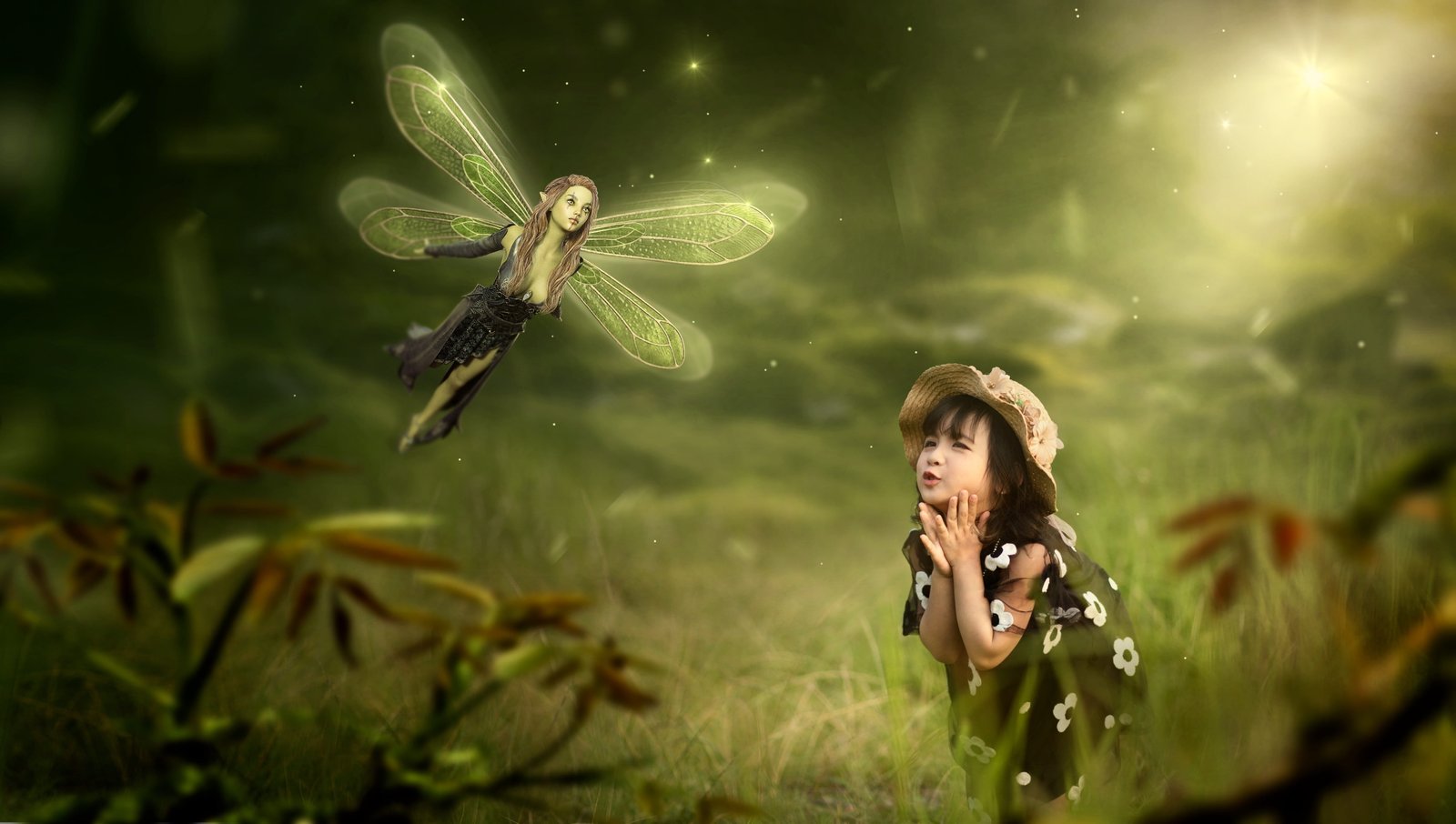 fantasy elf child girl joy light nature mood mysterious 2k 4k 5k