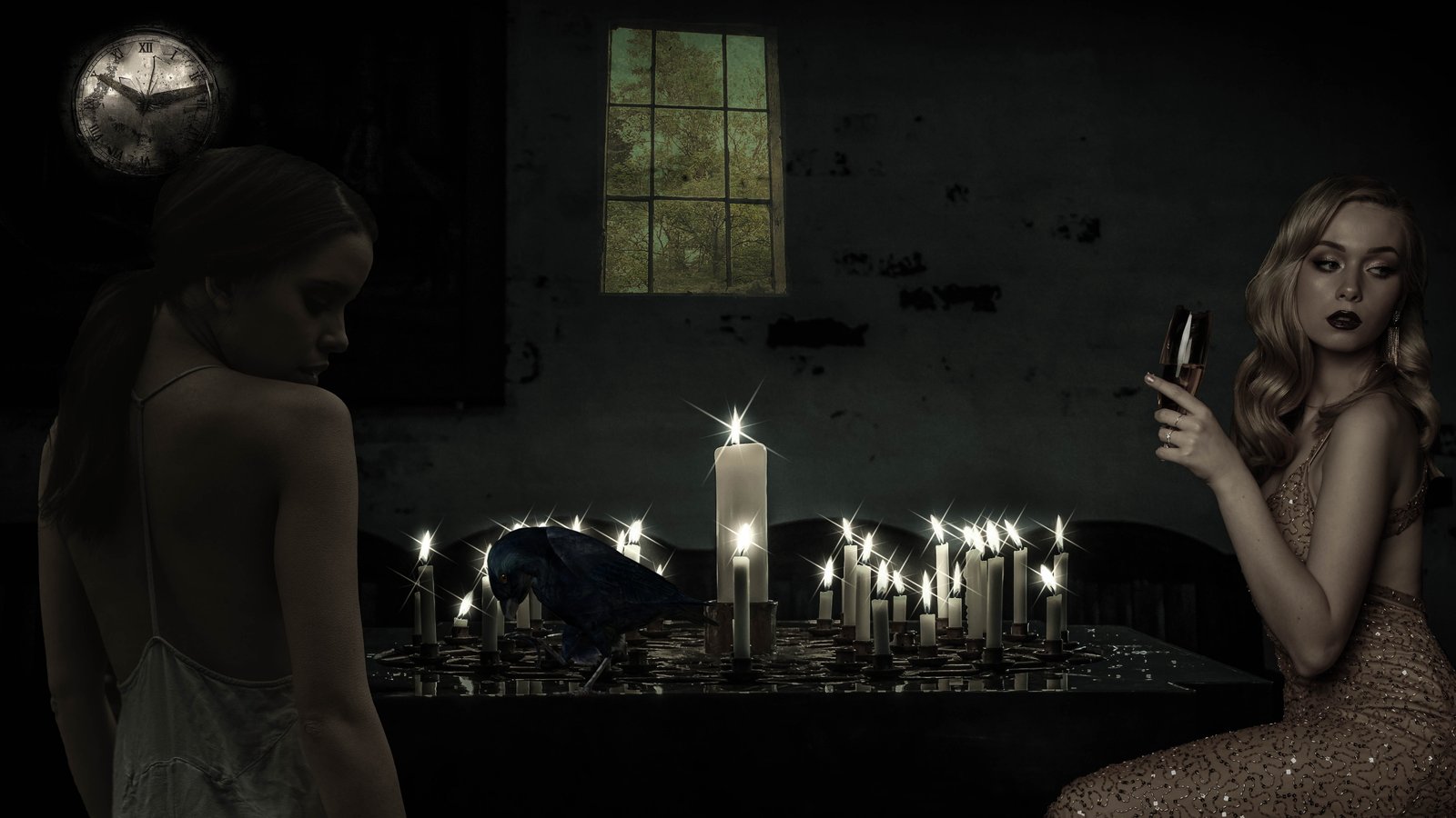 fantasy mysticism spooky space dark woman composing atmosphere 2k 4k 5k