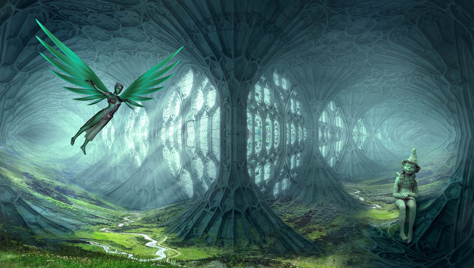 flying character and person wearing conical hat digital wallpaper 2k 4k 5k