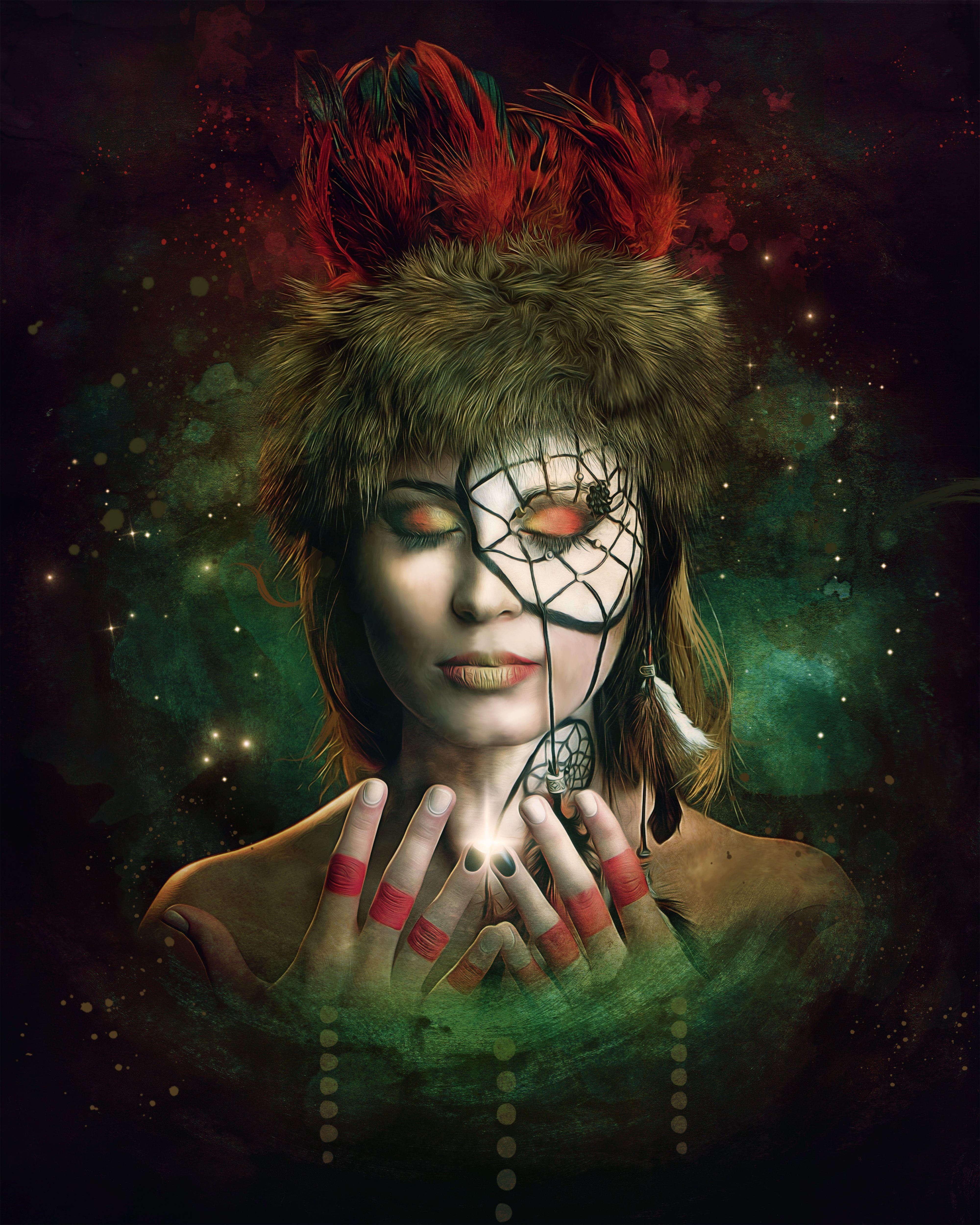 gothic fantasy dark portrait dreamcatcher 2k 4k