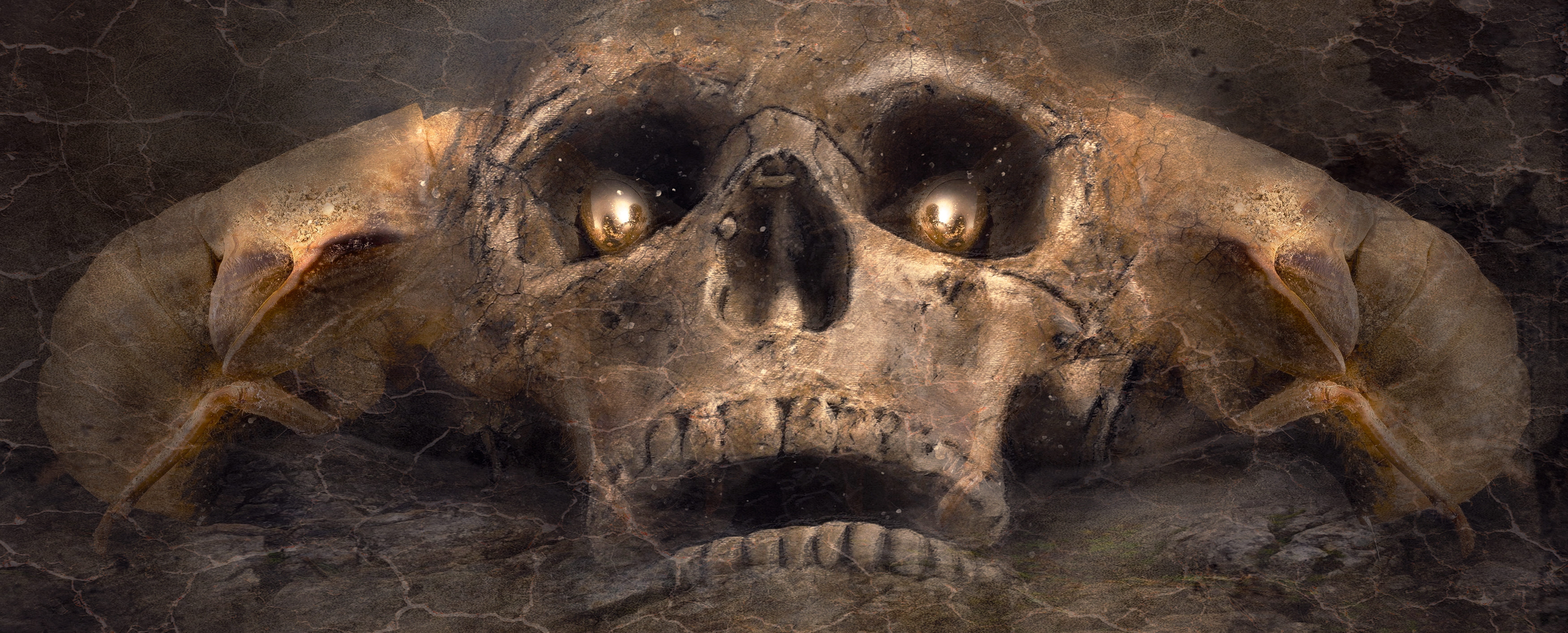 gray skull digital wallpaper fantasy and crossbones creepy 2k 4k 5k