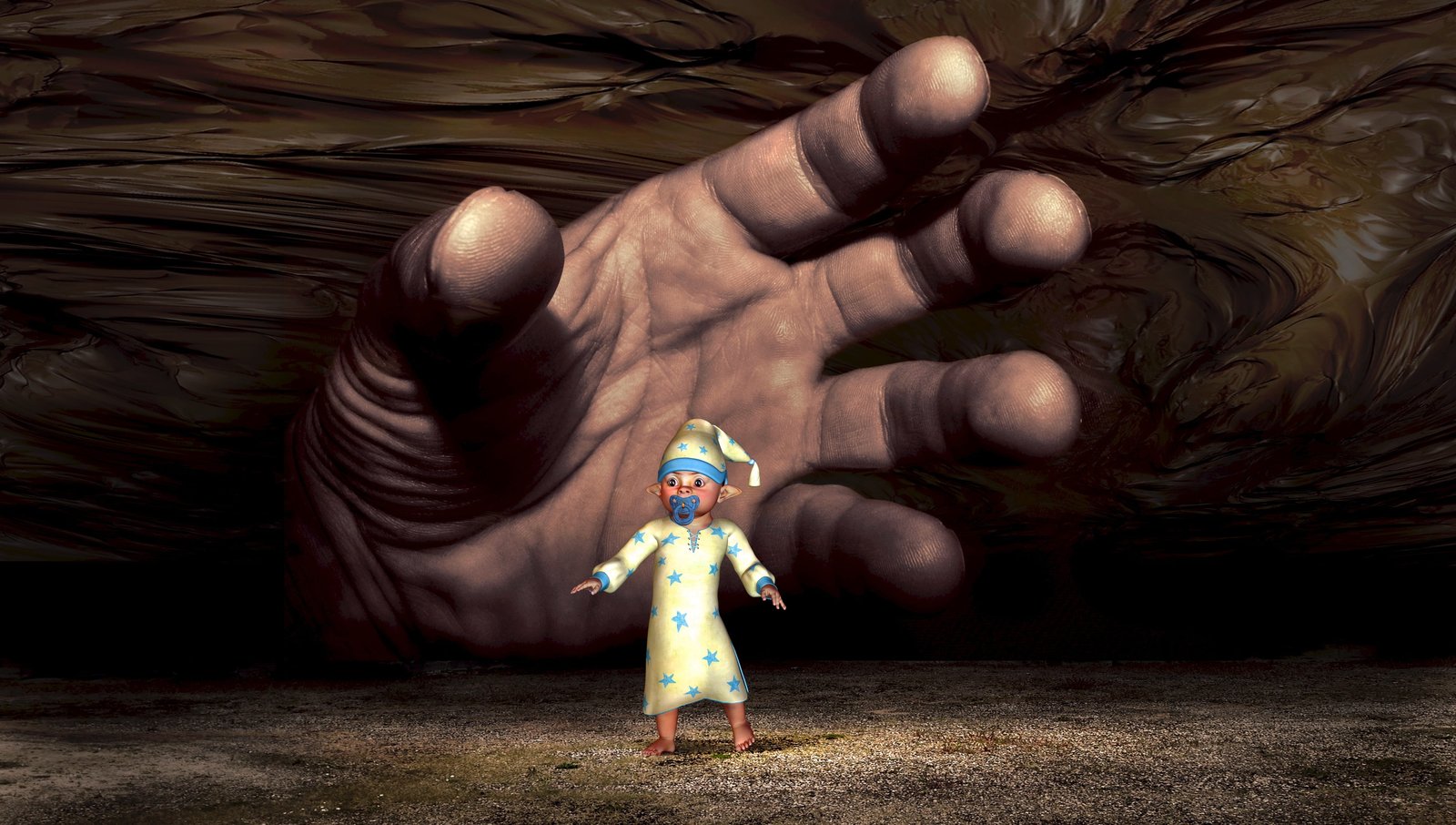 hand about to holding man illustration fantasy surreal child 2k 4k 5k