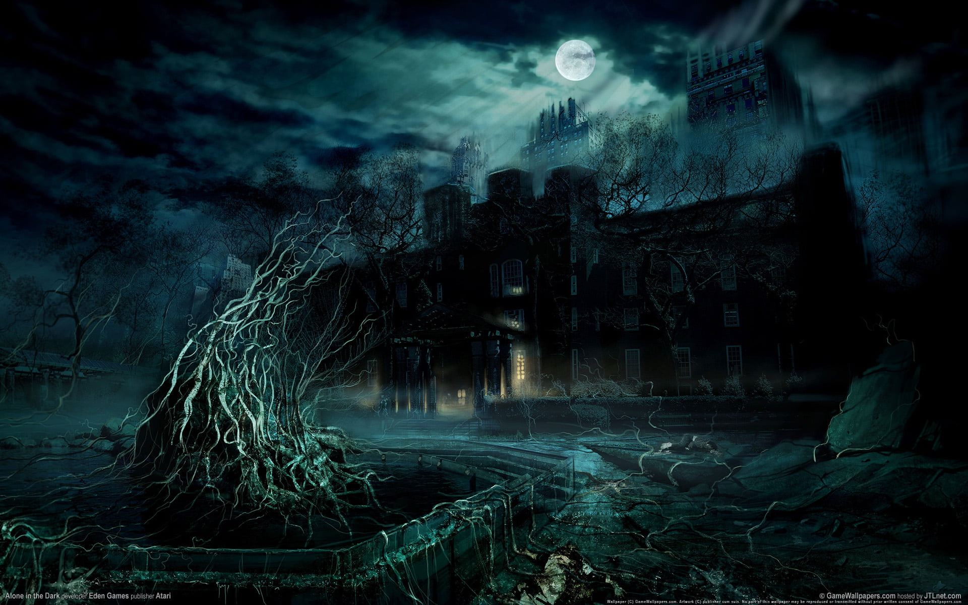 haunted house digital wallpaper night mystic abandoned 2k