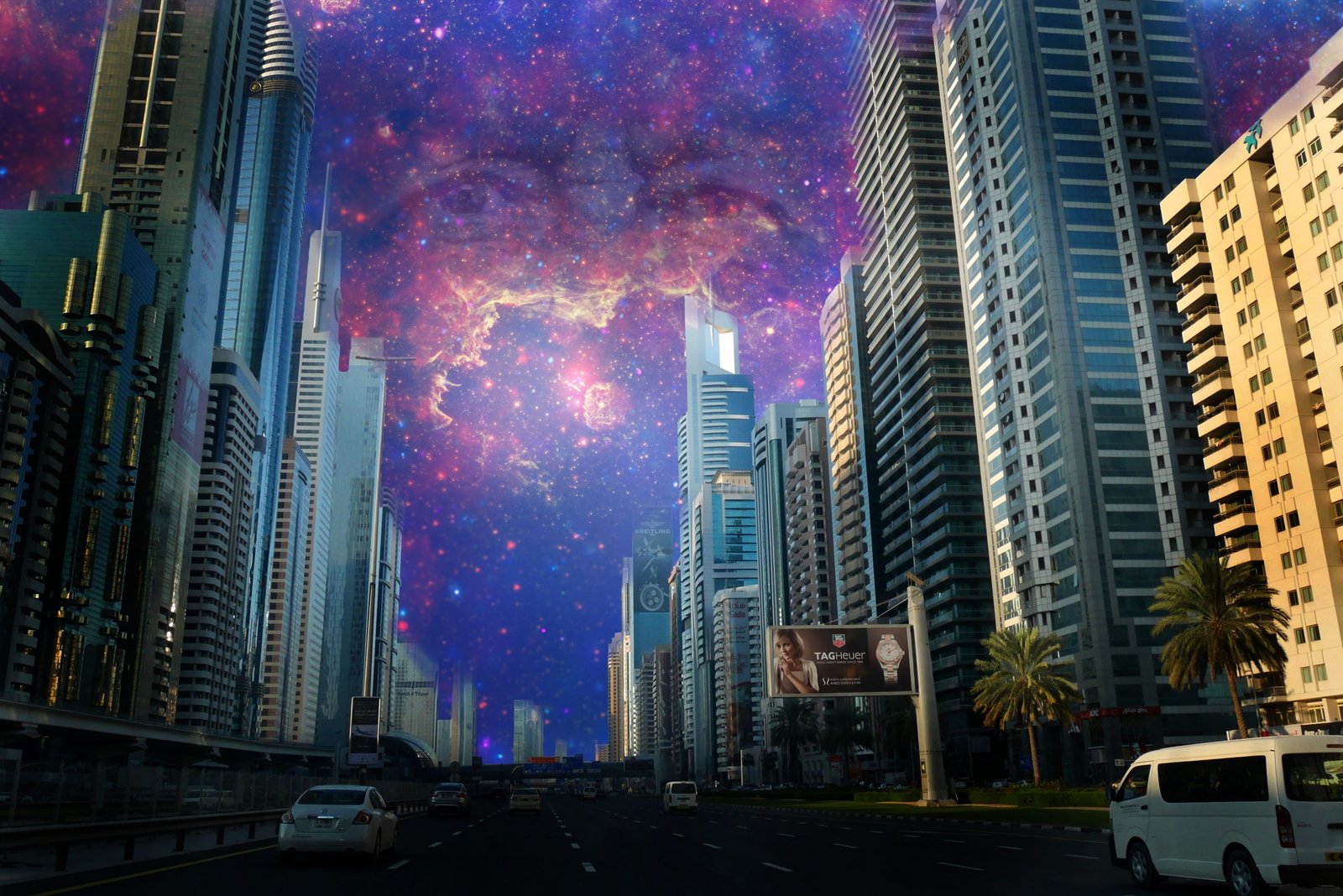 high rise building illustration the eyes of god face 2k 4k 5k