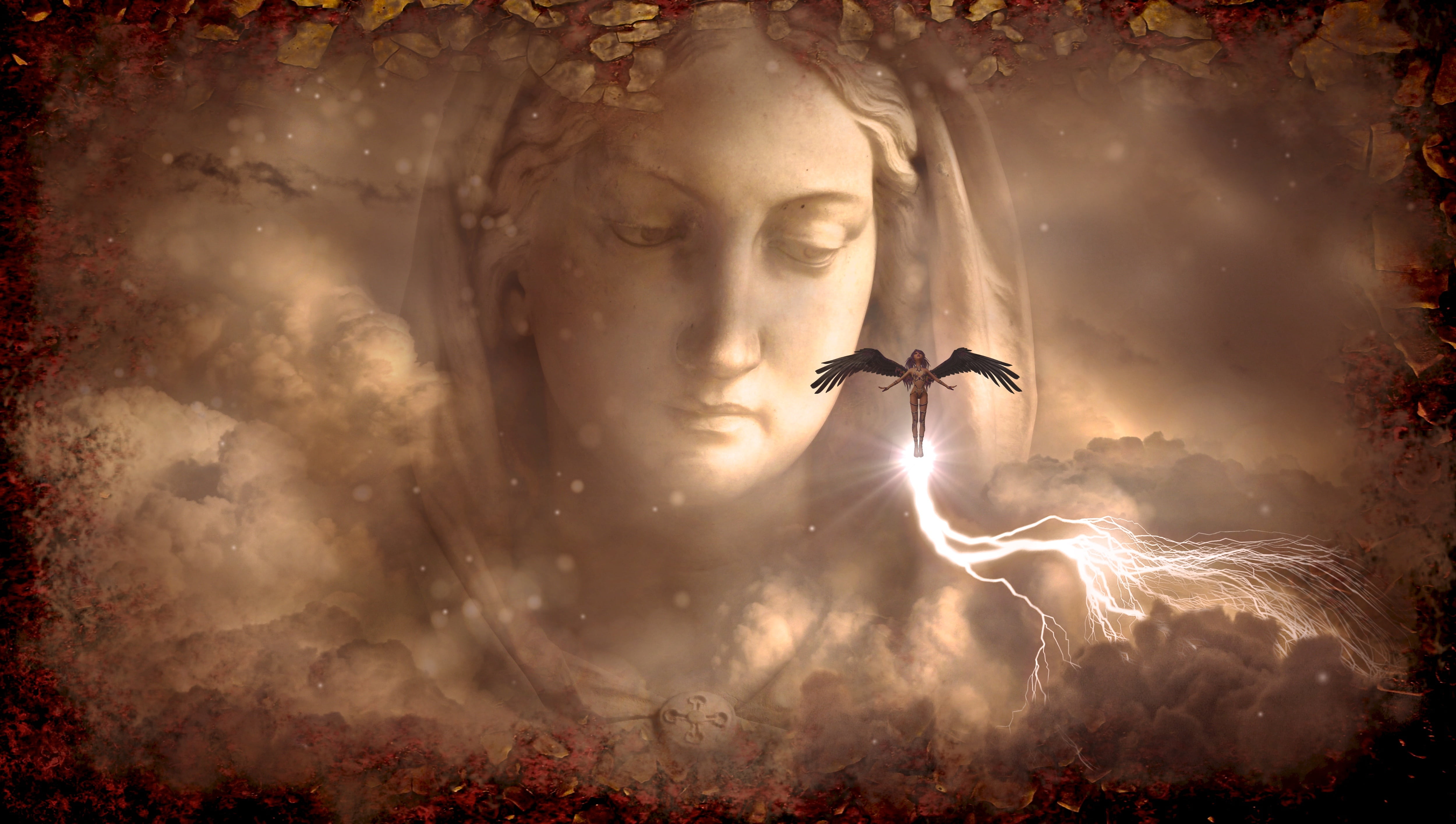 lightning female angels graphic wallpaper fantasy woman figure 2k 4k 5k