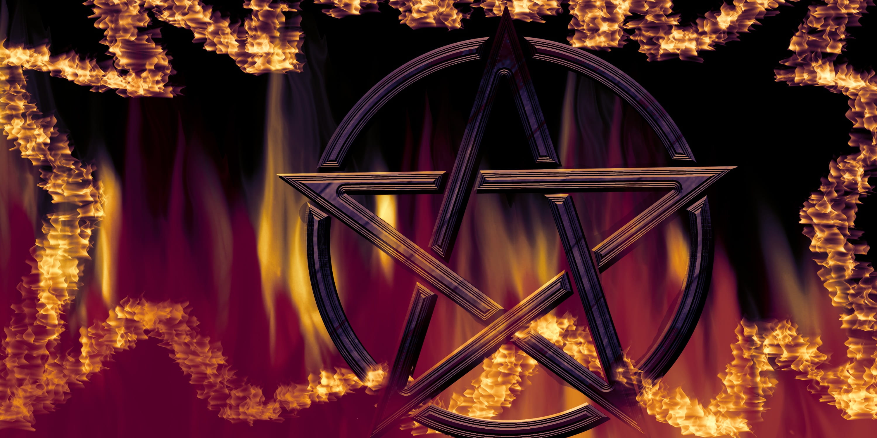 pentacle characters magic symbol background mystical fire 2k