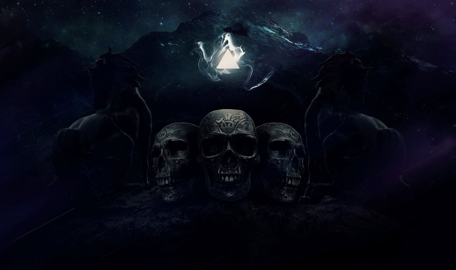 stars mountains night mystic fantasy art cult the 2k