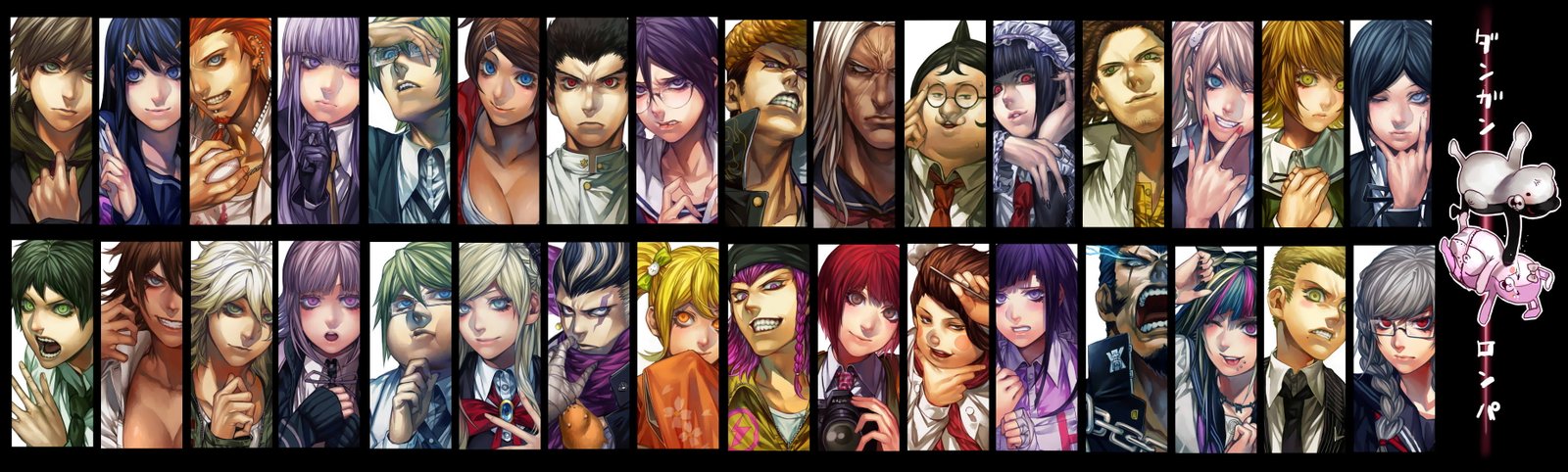akane aoi asahina collage dangan ronpa dual fukawa hifumi widescreen dualmonitor dualscreen 2k 4k