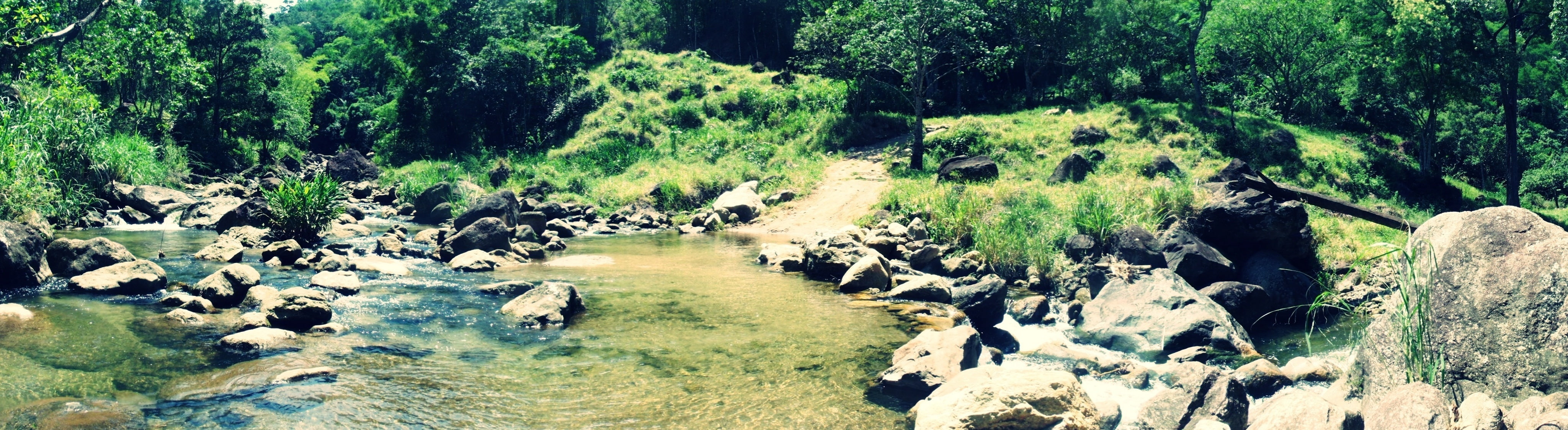 Aldeia Velha green trees Nature Rivers Dual Scenery Village widescreen dualmonitor dualscreen 2k 4k