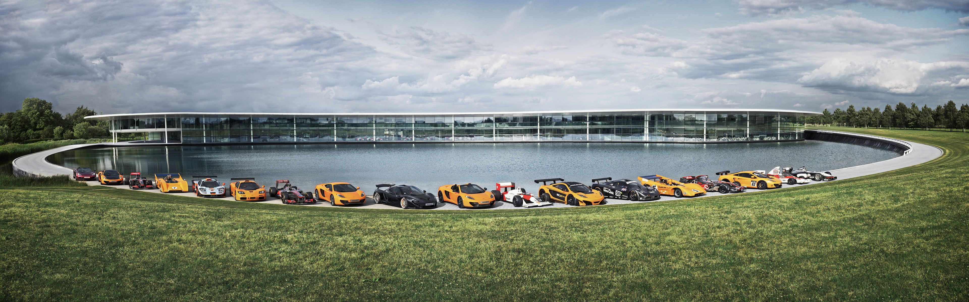 assorted color of cars McLaren Technology Centre widescreen dualmonitor dualscreen 2k 4k