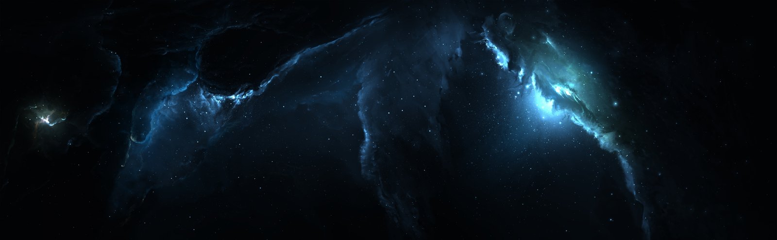 Atlantis Nebula 3 Dual Monitor blue and black sky illustration widescreen dualmonitor dualscreen 2k 4k 5k 8k