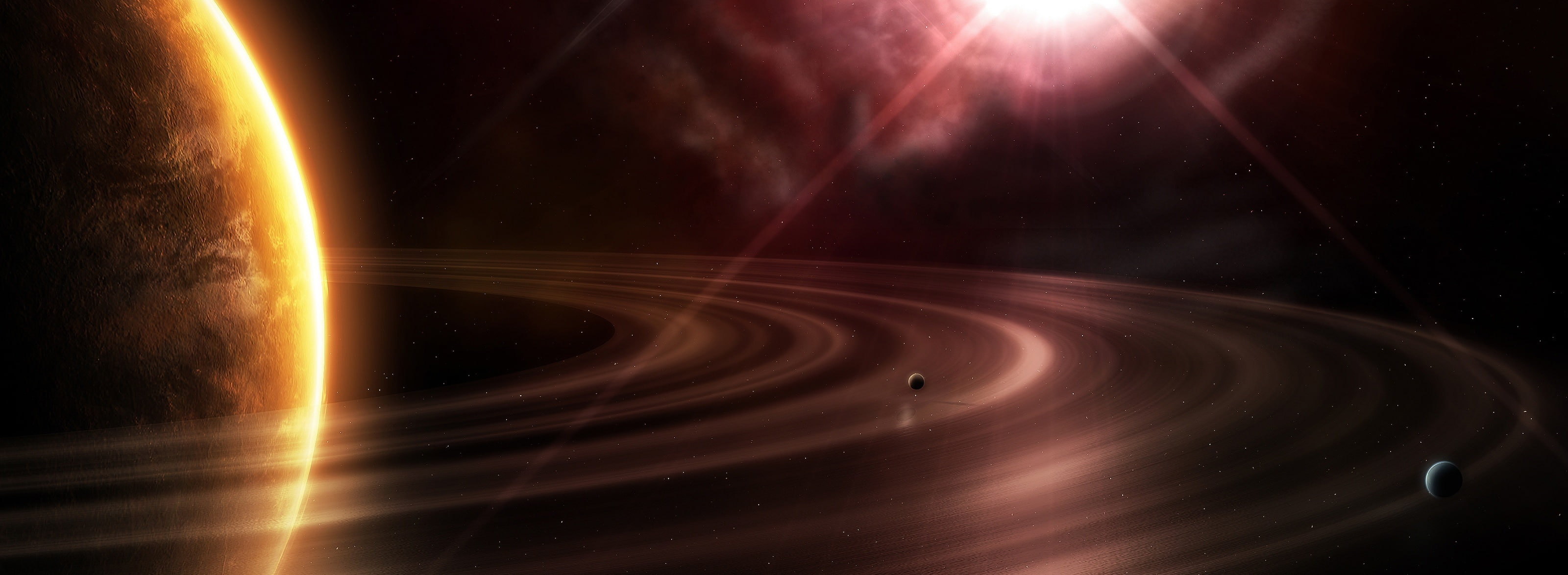 Planet Dual Monitor saturn planet wallpaper Space night astronomy widescreen dualmonitor dualscreen 2k